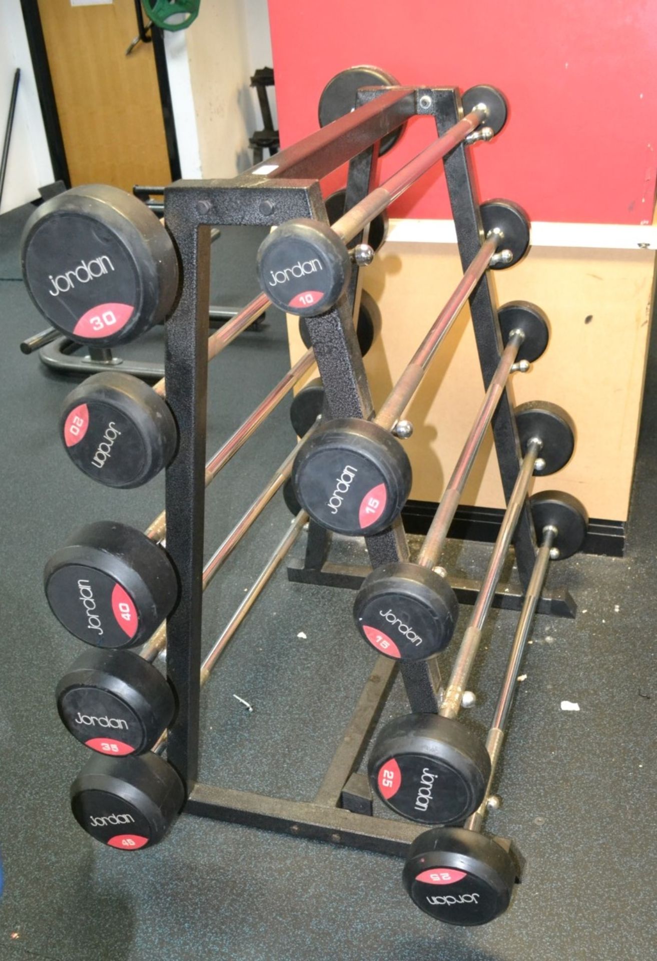 1 x Barbell Rack With 10 x Barbells 10-45kg - Dimensions: H150 x L120 x W130cm - Ref: J2092/GFG -