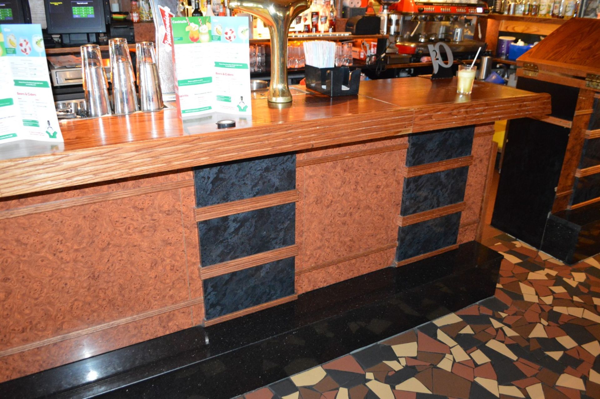 1 x Restaurant / Pub Bar and Backbar From American Diner Themed Restaurant - Burr Walnut and Black - Image 7 of 47