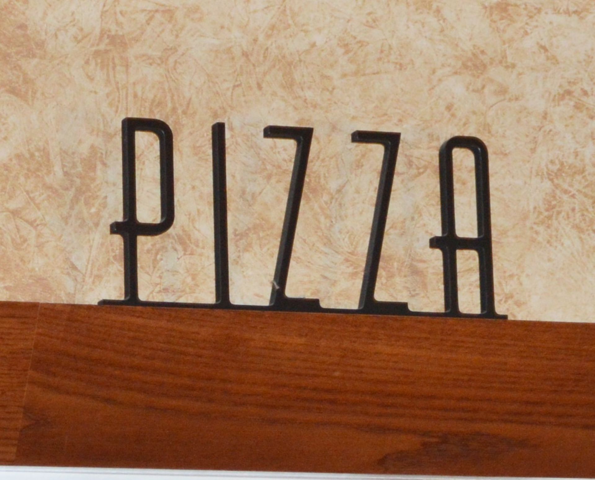 7 x Wooden Signs Suitable For Restaurants, Cafes, Bistros etc - Includes Calzone, Pizza,