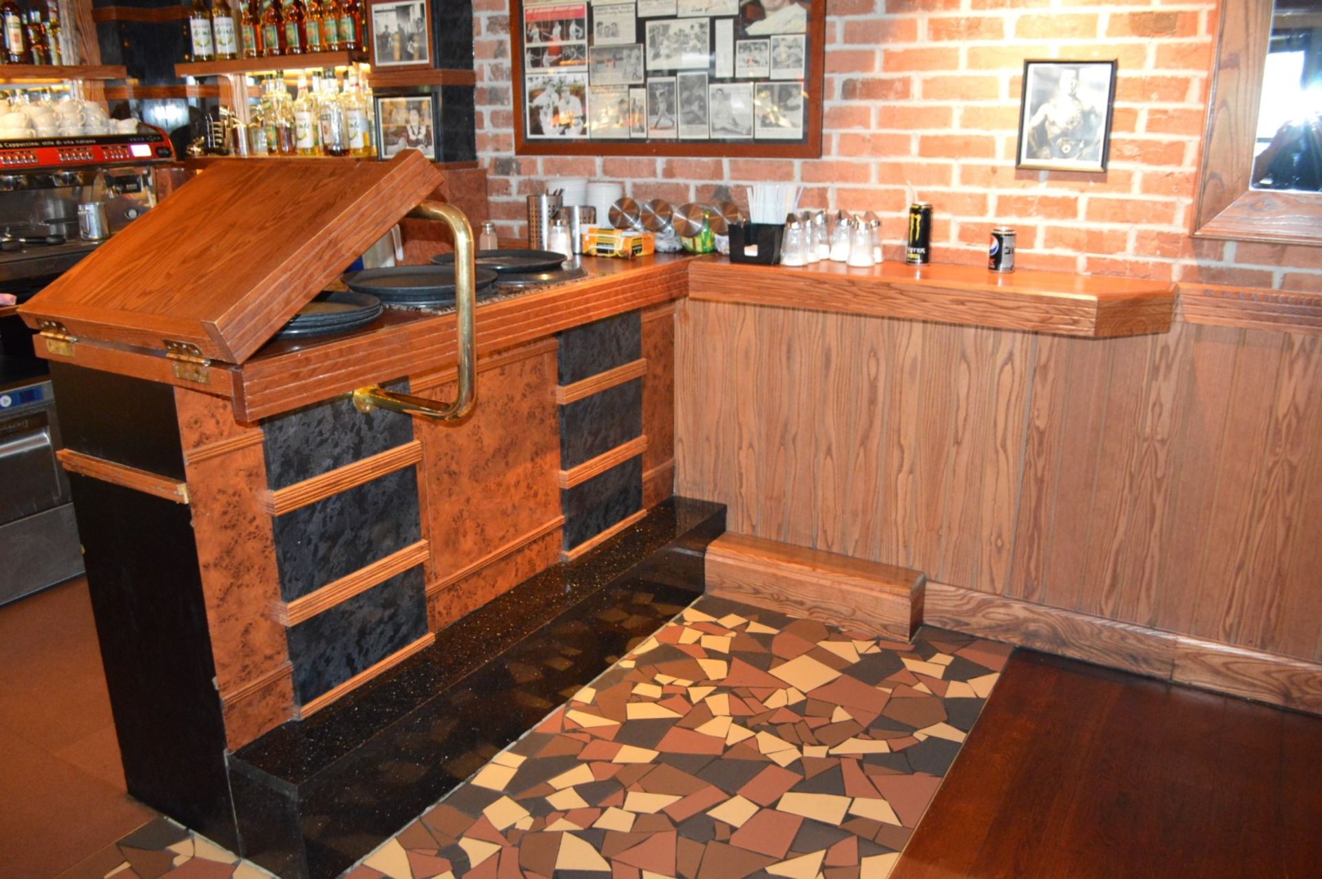 1 x Restaurant / Pub Bar and Backbar From American Diner Themed Restaurant - Burr Walnut and Black - Image 8 of 47