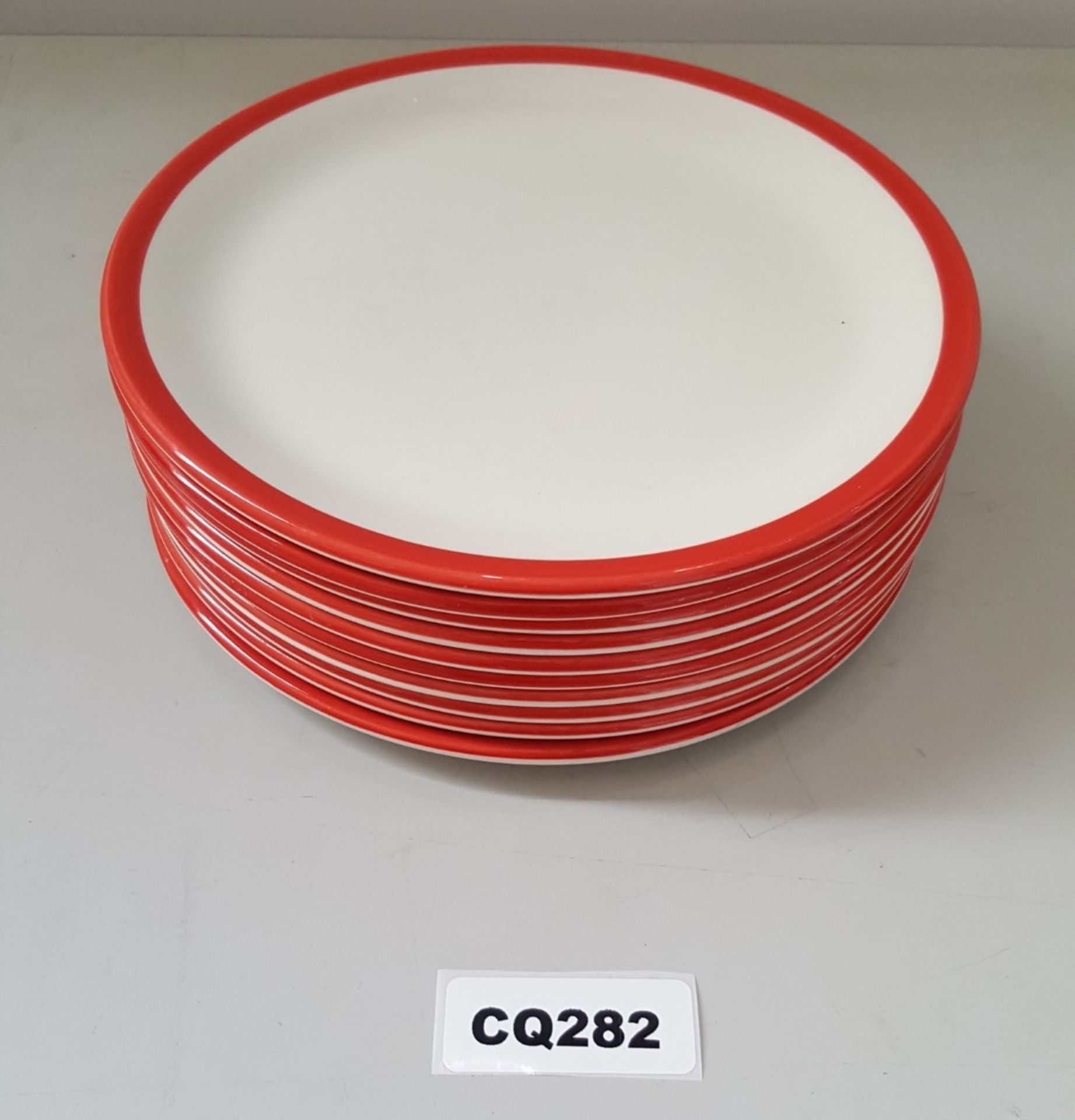 10 x Steelite Coupe Plates White With Red Outline Egde 20CM - Ref CQ282