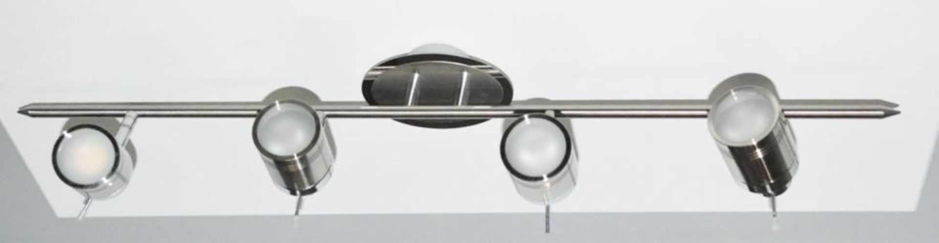 1 x Tauros Four Bar Ceiling Spot Light - Polished Chrome With Smoked Glass Diffusers - Ex Display St - Image 2 of 4