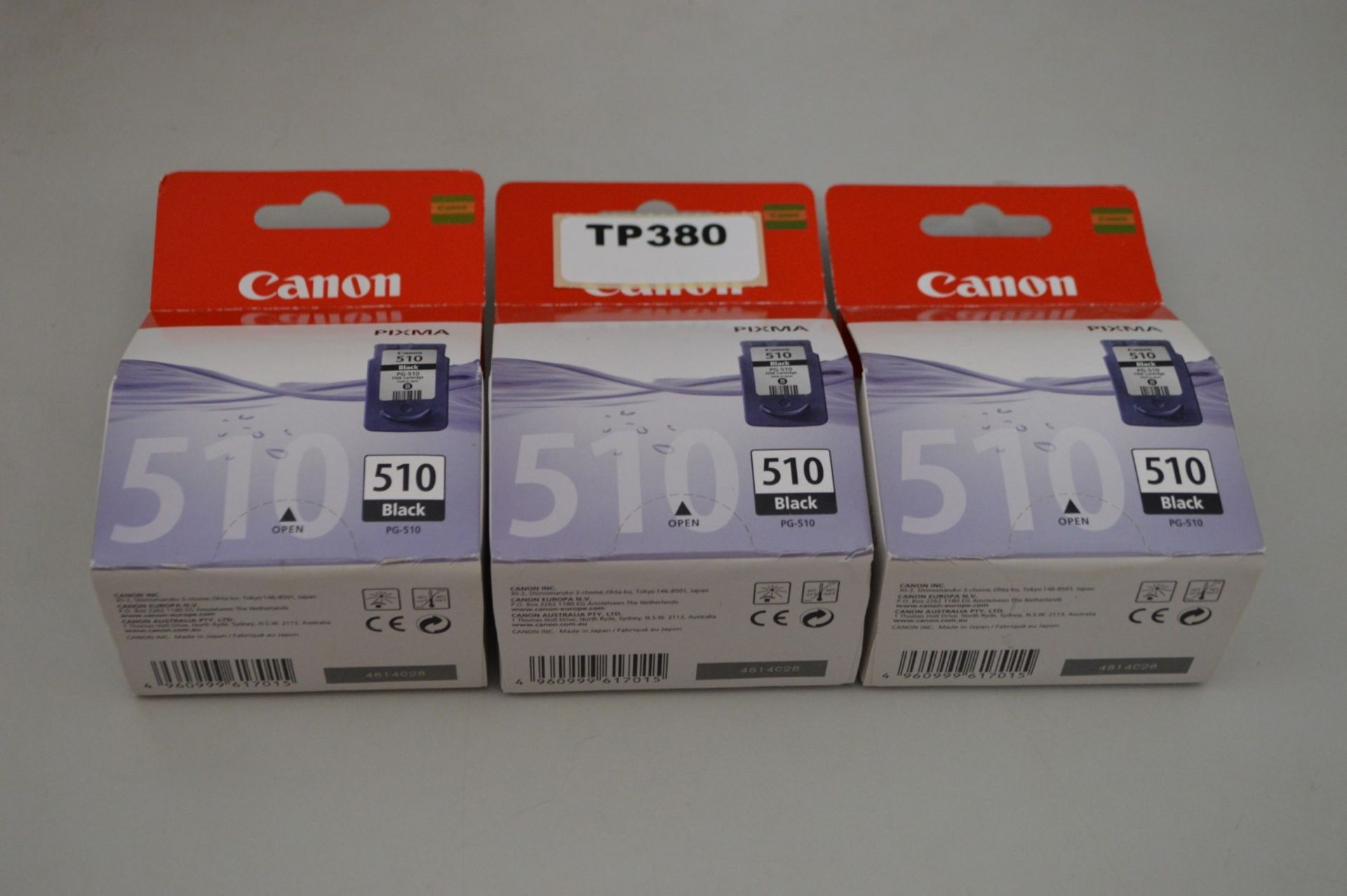 3 x Canon PG-510 Printer Ink Cartridge Black - Ref TP380