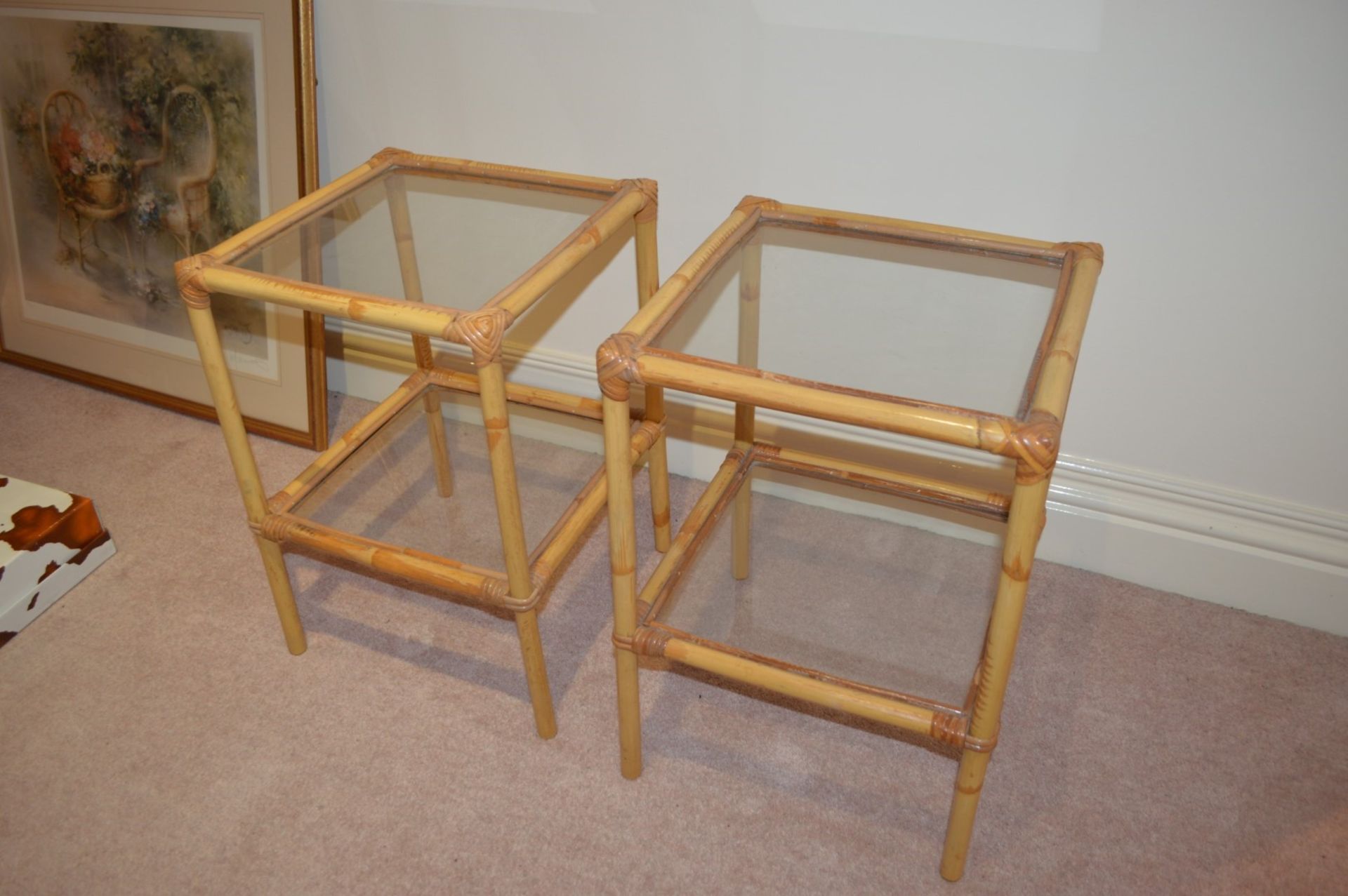 2 x Bamboo Glass Side Table - CL368 - Bowdon WA14 - NO VAT - Bild 5 aus 5