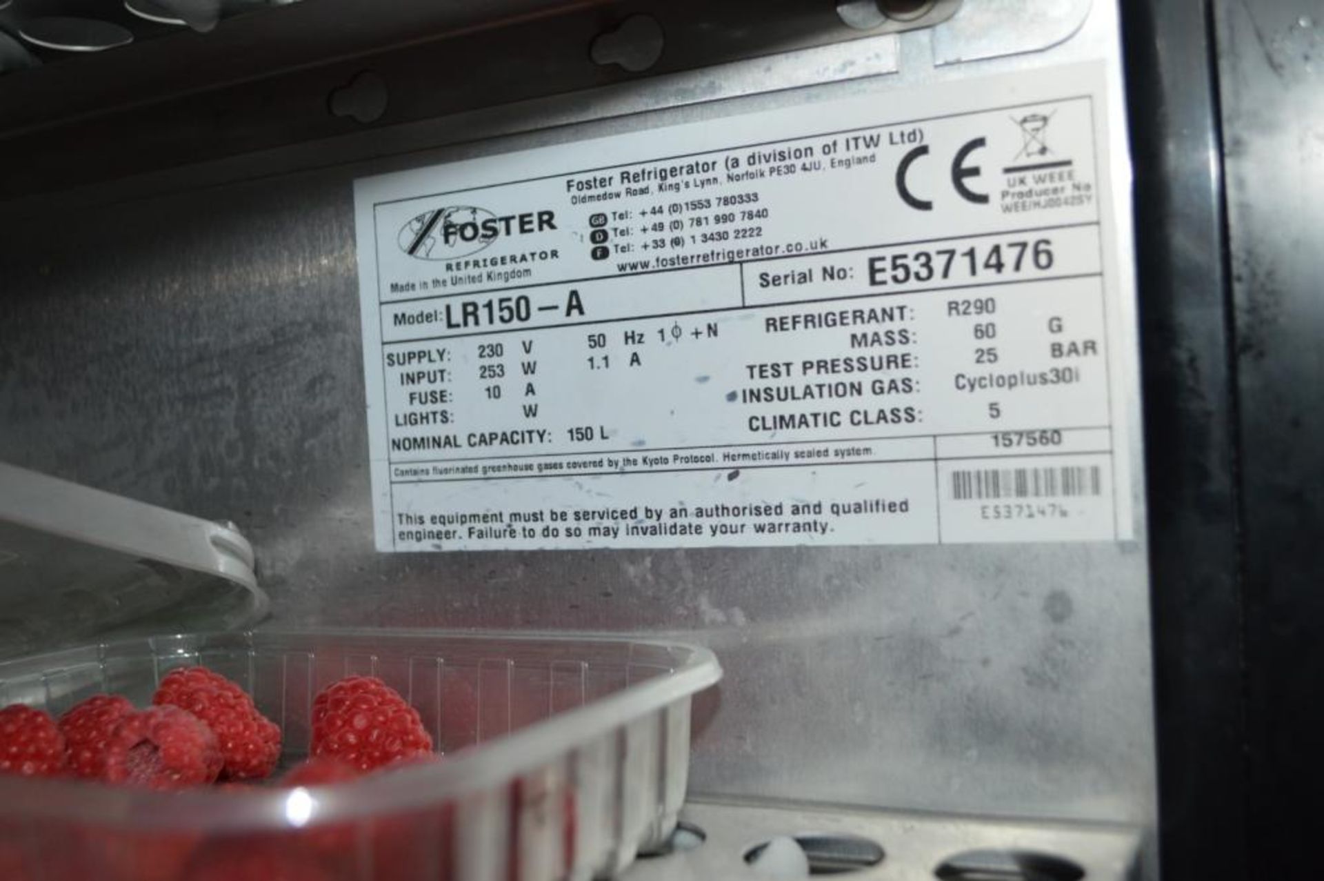 1 x Foster Undercounter Single Door Freezer With Stainless Steel Finish - Model LR150-A - H80 x - Image 2 of 4