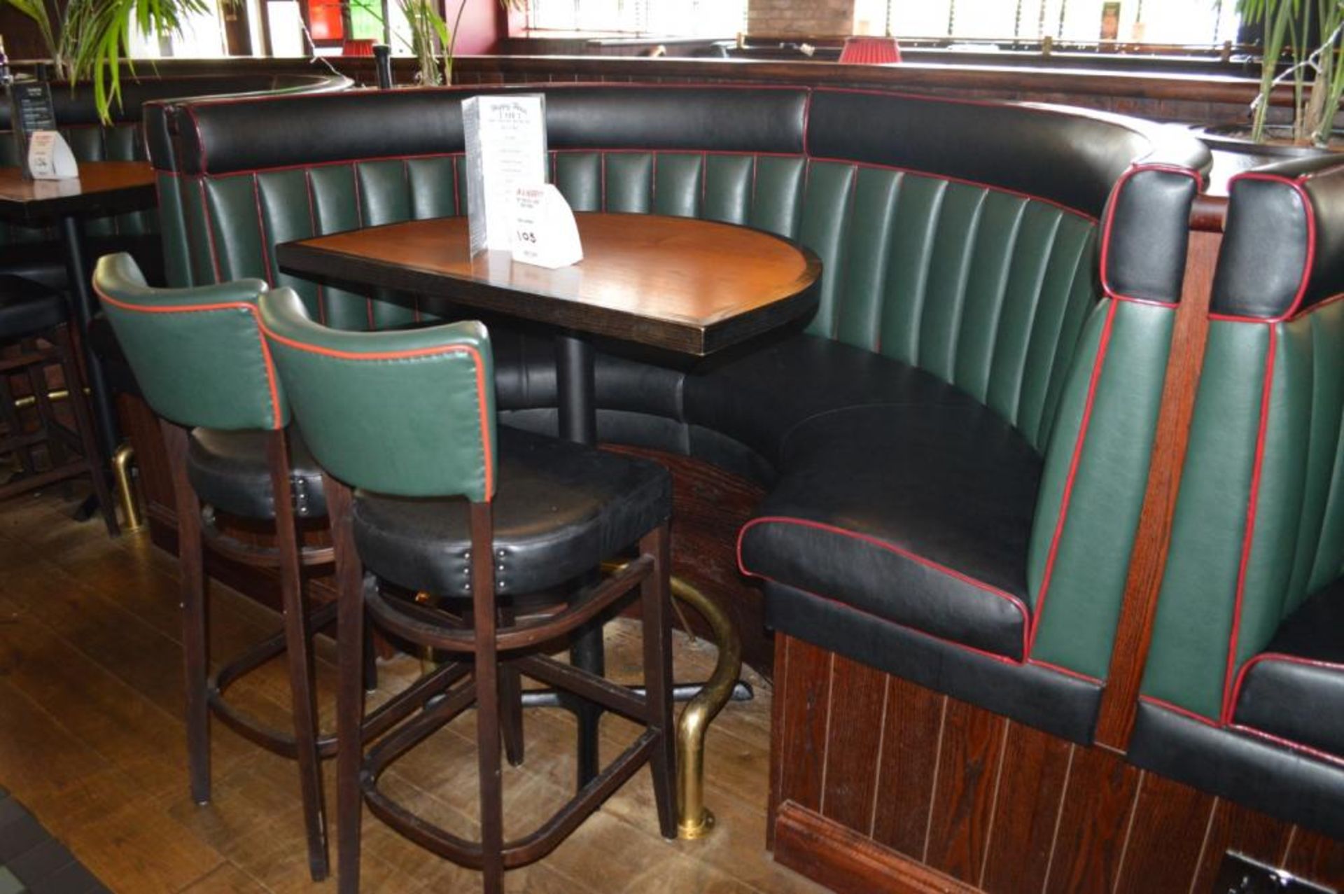 5 x Contemporary Half Circle High Seat Booths - Features a Leather Upholstery in Green and Black, - Image 11 of 11