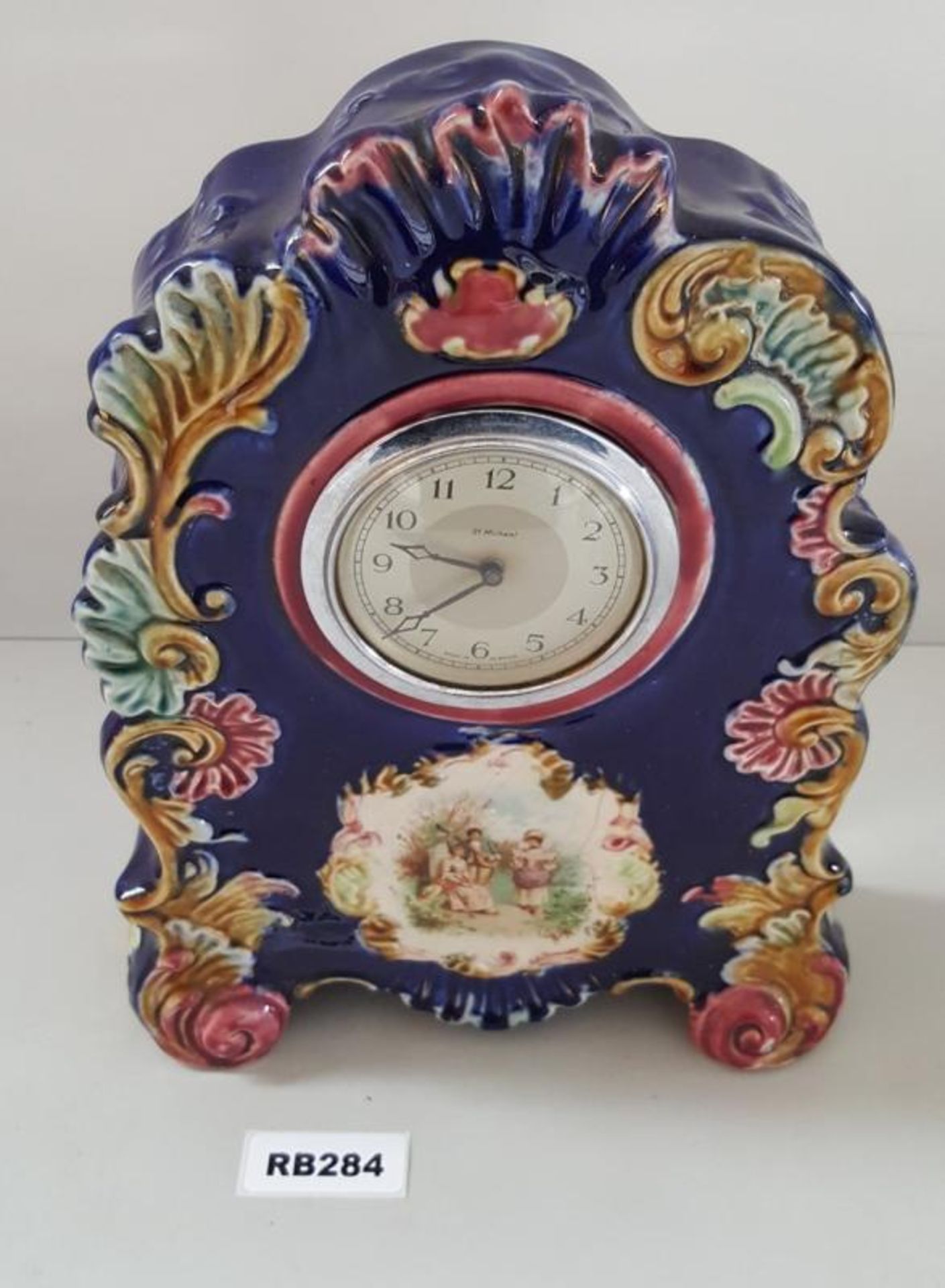 1 x Antique Sc Michael Porcelain Clock - Ref RB284 E - Dimensions: H32/L23/W7 cm - CL334 - Location: - Image 2 of 6