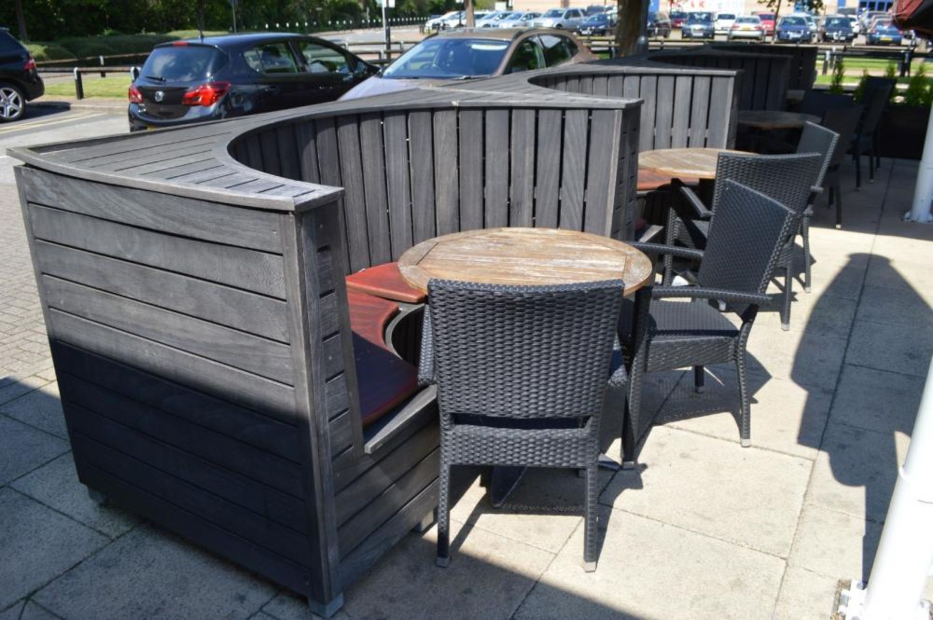 2 x Wooden Outdoor Seating Booths - Each Measure H111 x W203 x D106 cms - CL390 - Location: