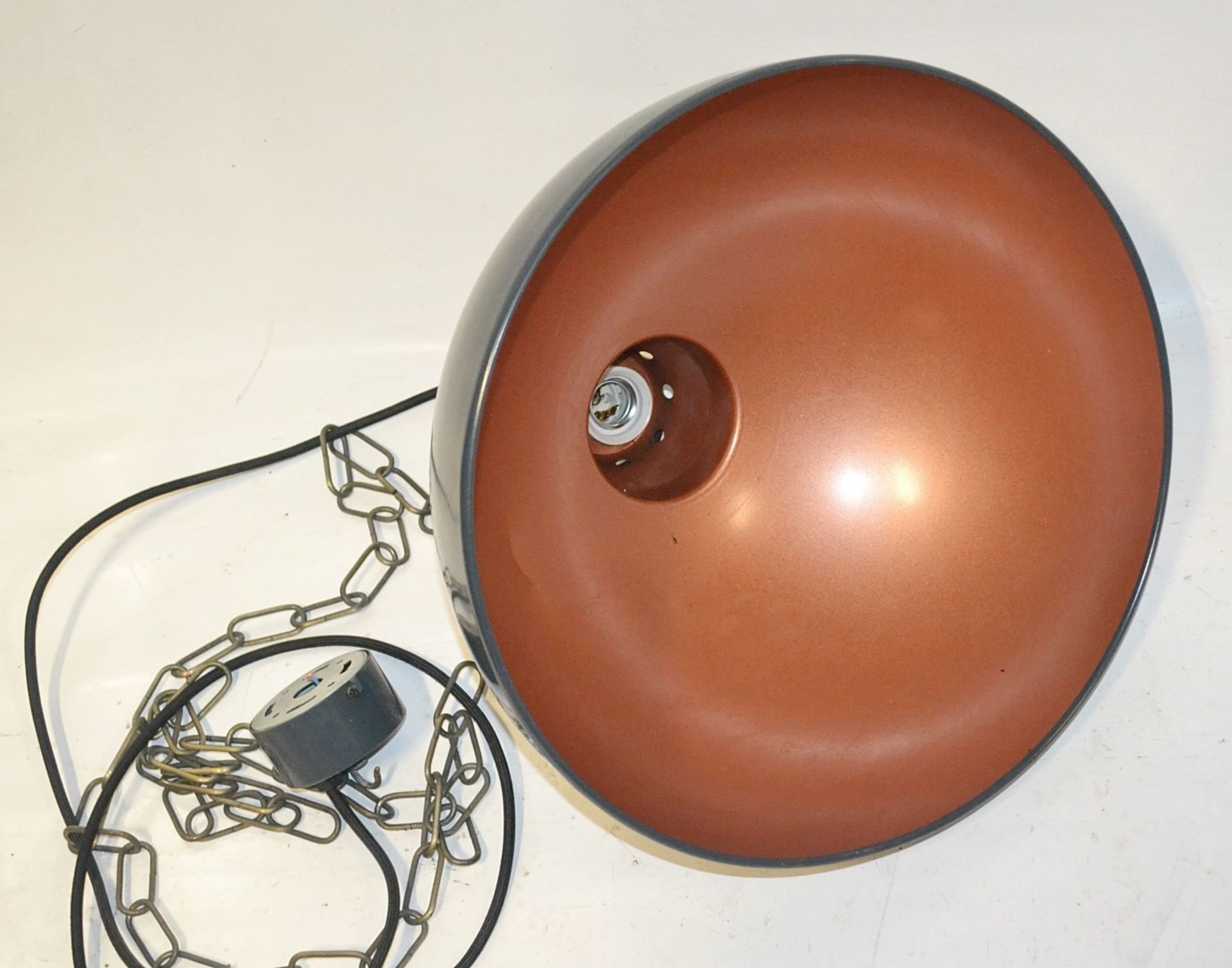 10 x Dome Pendant Ceiling Light Fittings With Chain And Black Fabric Flex - CL353 - Image 3 of 6