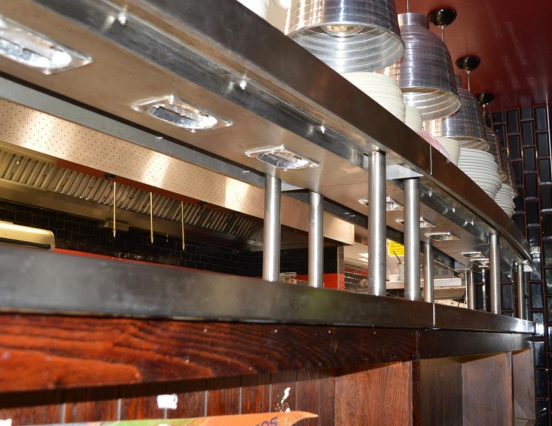 1 x Restaurant Food Collection Gantry Partition With Illuminated Display Shelves and Stainless Steel - Image 6 of 10
