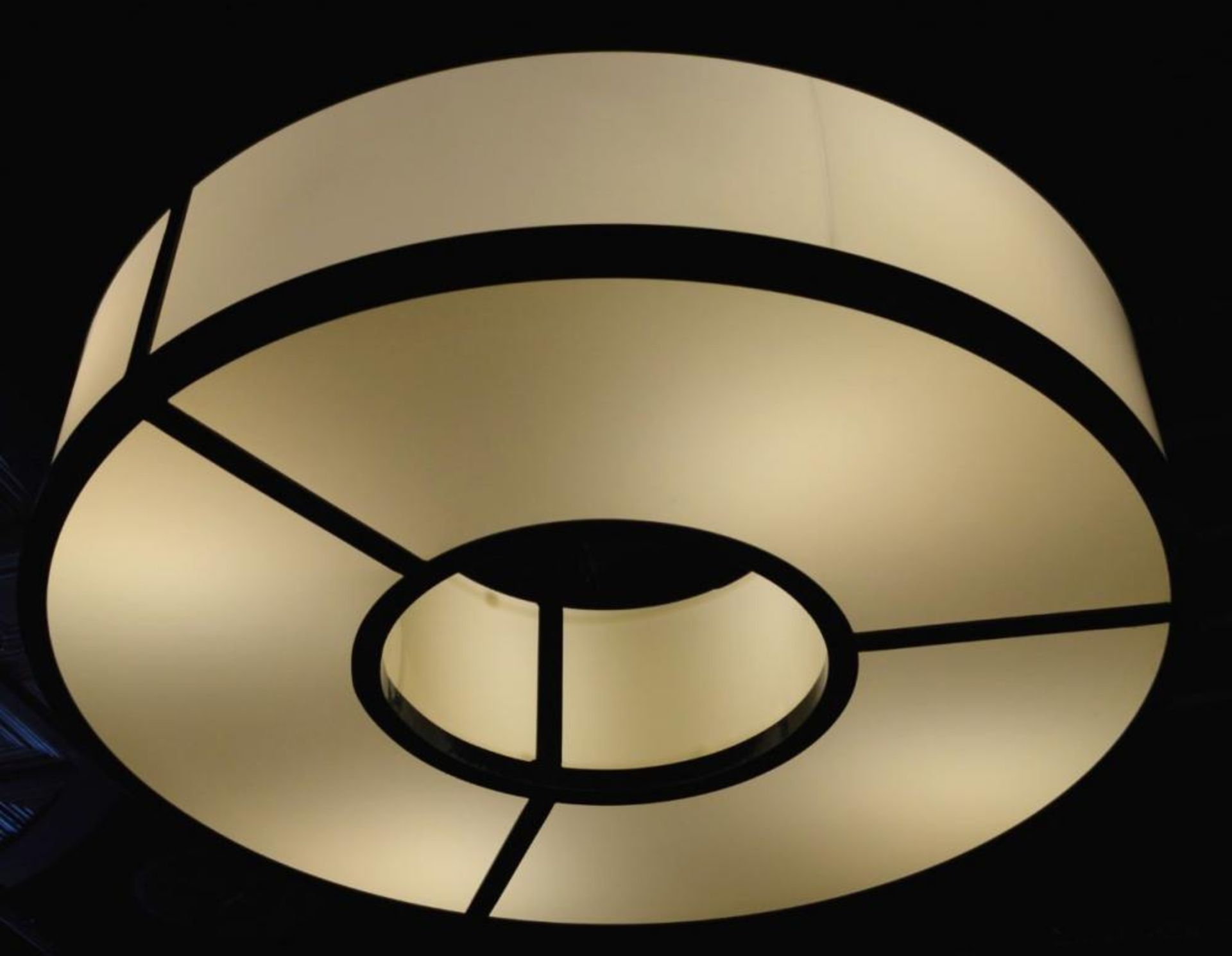 5 x Circular Feature Ceiling Lighst With Suspending Chains - Opaque Style With Black Detail - Approx - Image 2 of 3