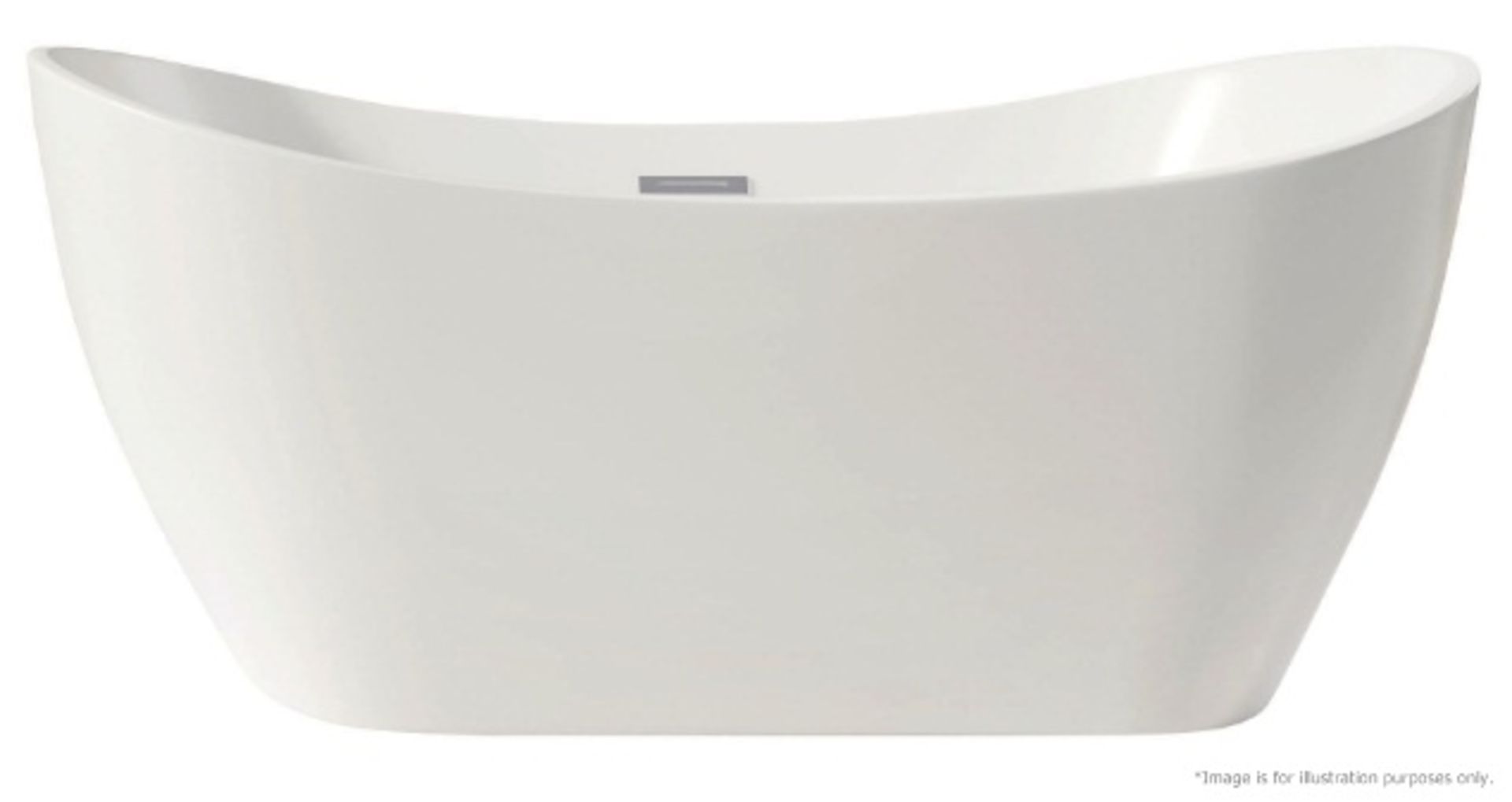 1 x Aruba White Gloss Double Skin Lucite Acrylic Freestanding Bath 1700mm - PH3 - Ex-Display - Image 2 of 3