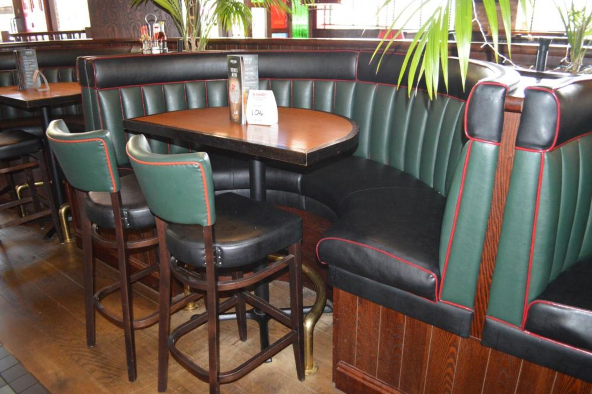 5 x Contemporary Half Circle High Seat Booths - Features a Leather Upholstery in Green and Black, - Image 2 of 11