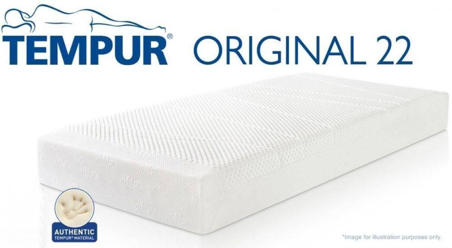 1 x TEMPUR Cloud Deluxe 22 Double Mattress - Dimensions: D130 x H190 x D22cm - Ref: 3598180 - NP2/1