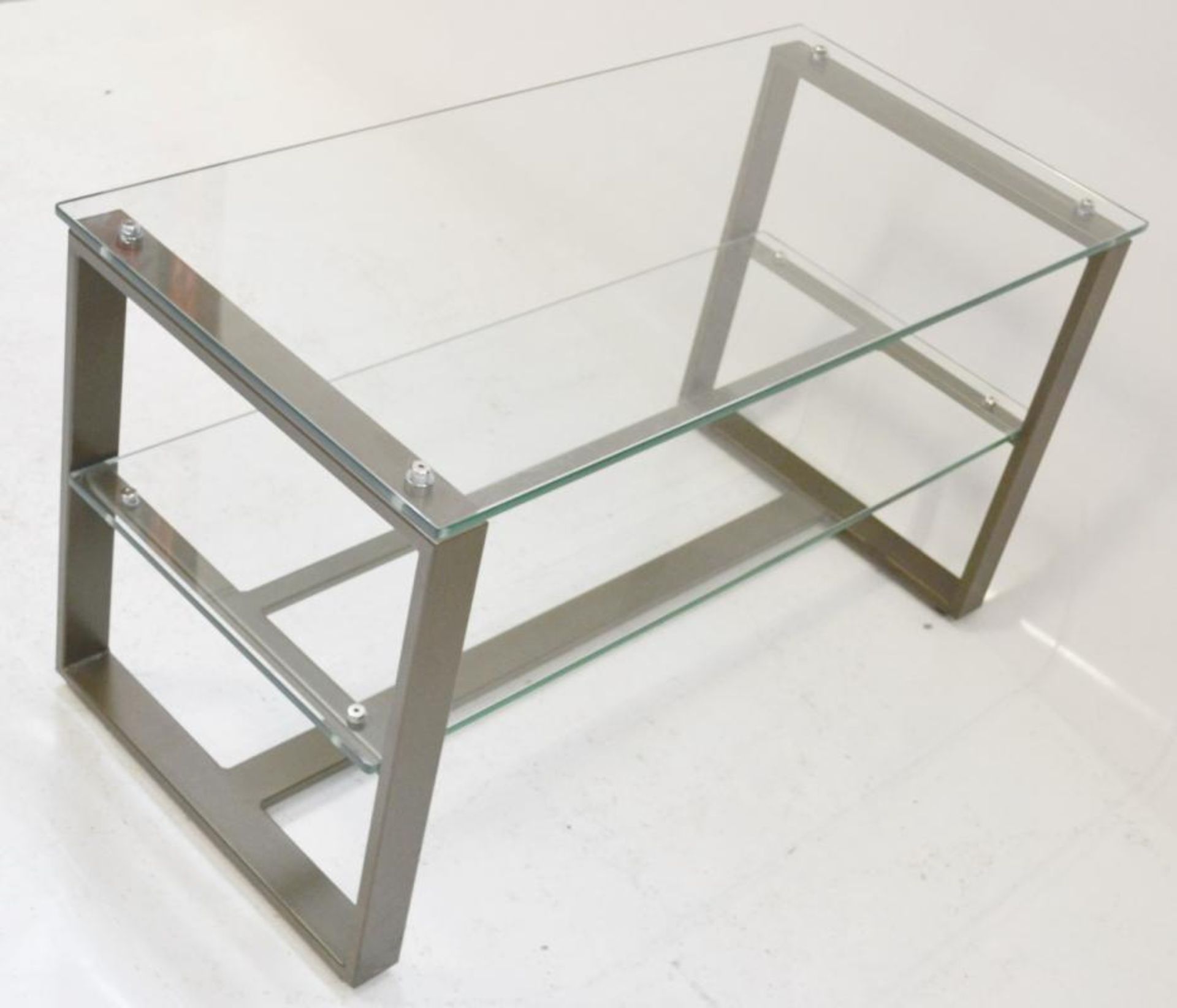 8 x Small Contemporary Retail Glass Display Units With Sturdy Metal Frames and Two Shelves - - Image 4 of 8