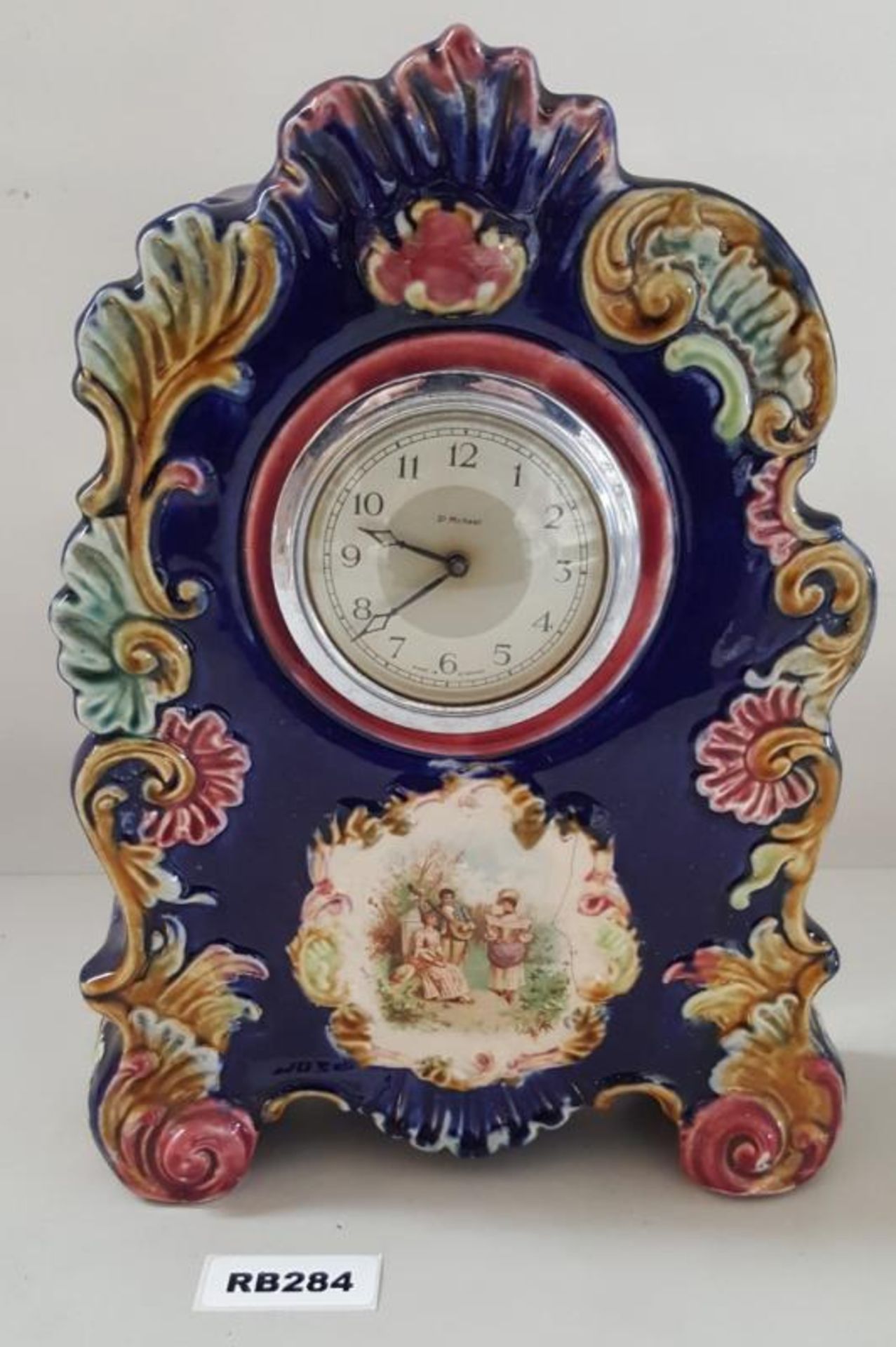 1 x Antique Sc Michael Porcelain Clock - Ref RB284 E - Dimensions: H32/L23/W7 cm - CL334 - Location: