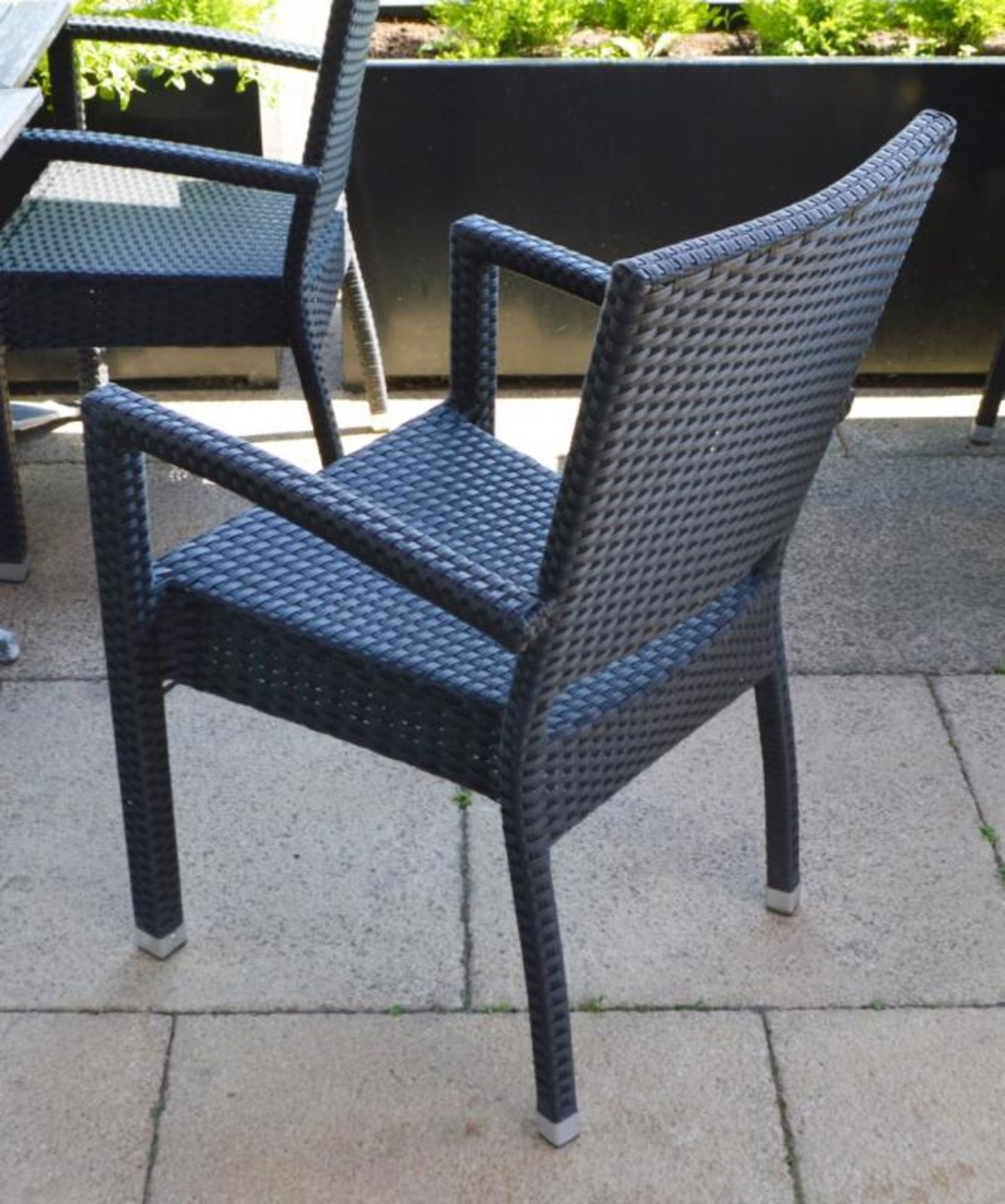 8 x Ratten Garden Bistro Chairs With Charcoal Finish and Armrests - CL390 - Location: Sheffield - Image 3 of 5