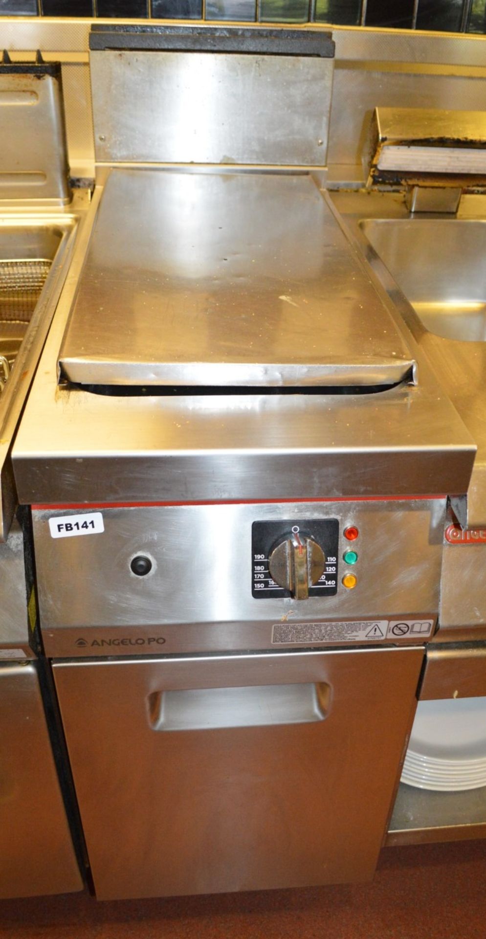 1 x Commercial Stainless Steel Angelo Po Twin Basket Electric Fryer - H95 x W40 x D90 cms - Ref