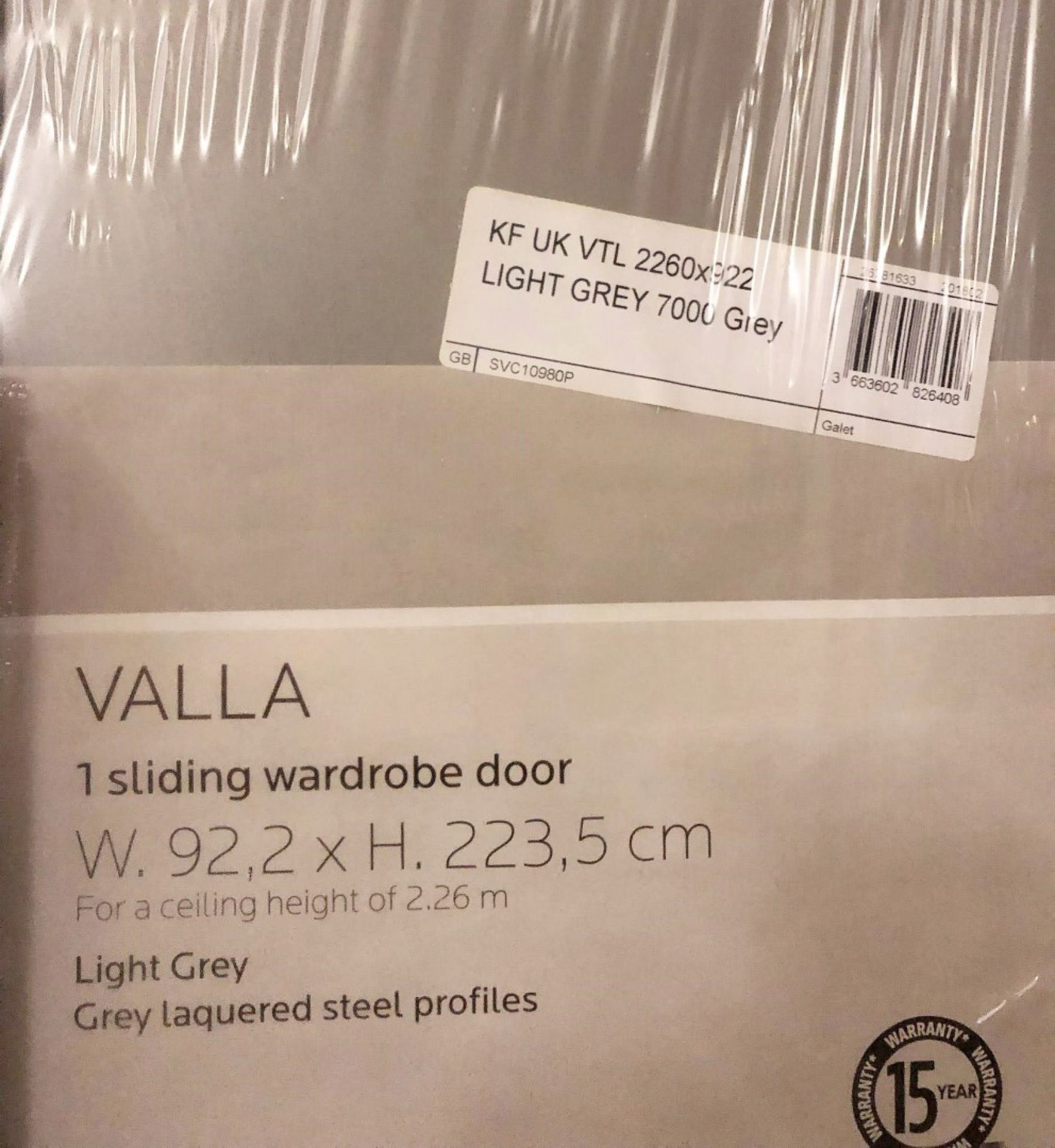 2 x VALLA 1 Light Grey Sliding Wardrobe Door With Grey Lacquered Steel Profiles - CL373 - Ref: NC200 - Bild 5 aus 7