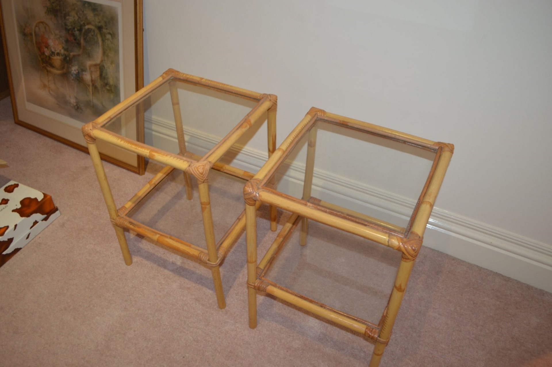 2 x Bamboo Glass Side Table - CL368 - Bowdon WA14 - NO VAT - Bild 2 aus 5