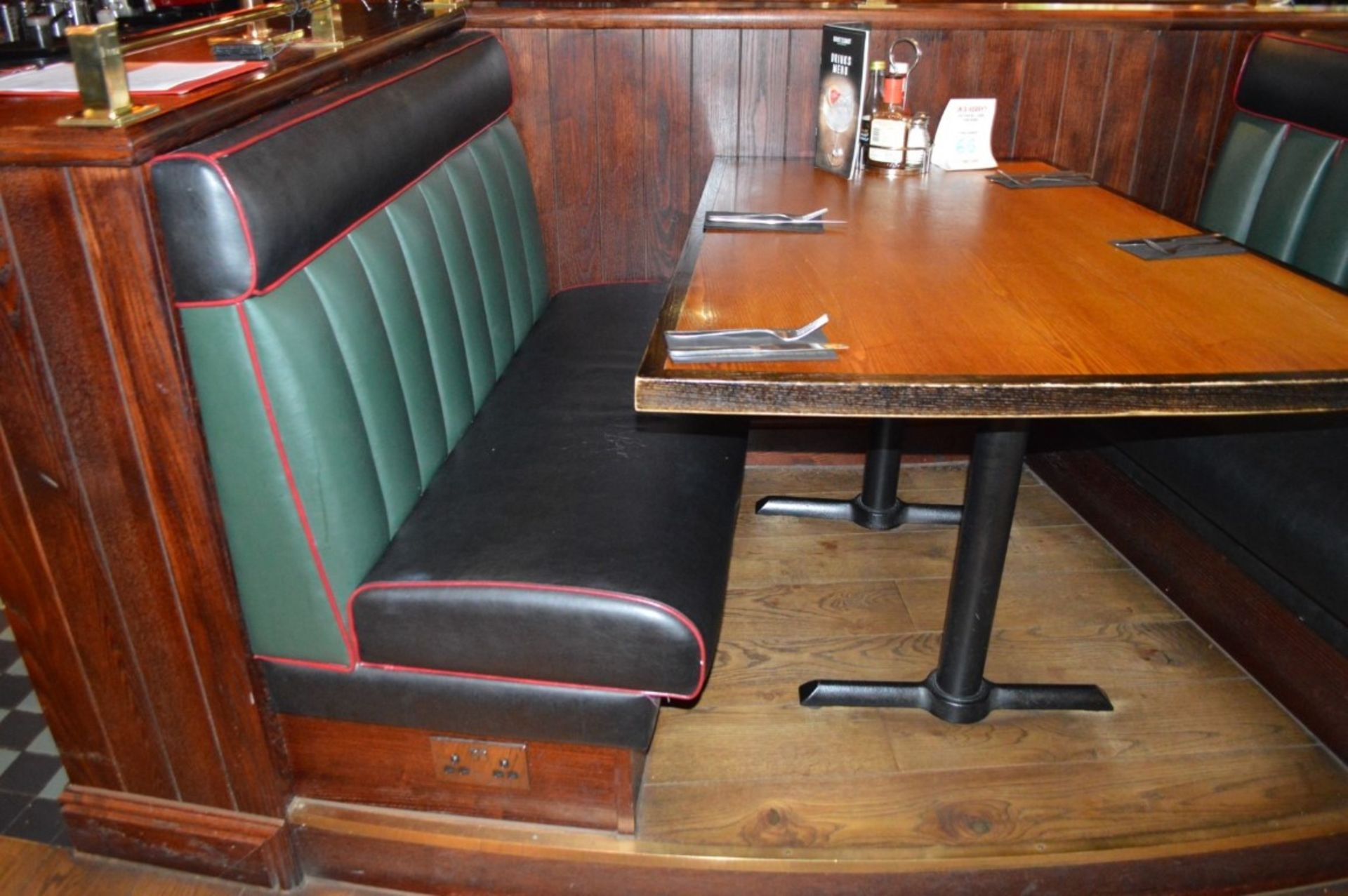 4 x Sections of Restaurant Booth Seating and 3 x Restaraunt Tables With Cast Iron Bases - Include - Image 10 of 11