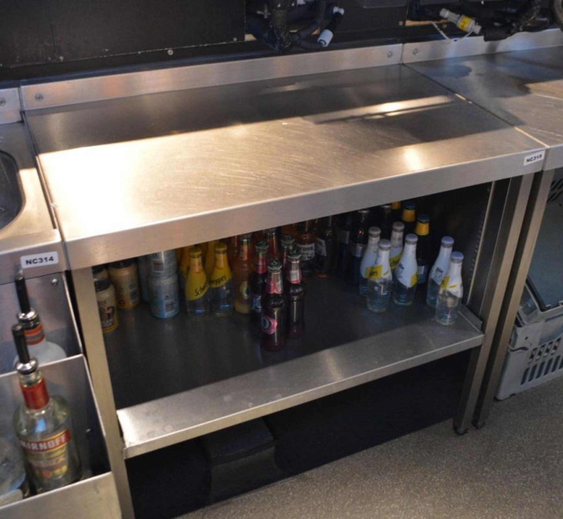 1 x Stainless Steel Back Bar Prep Table With Adjustable Shelves - H81 x W90 x D58 cms - Ref - Image 2 of 2