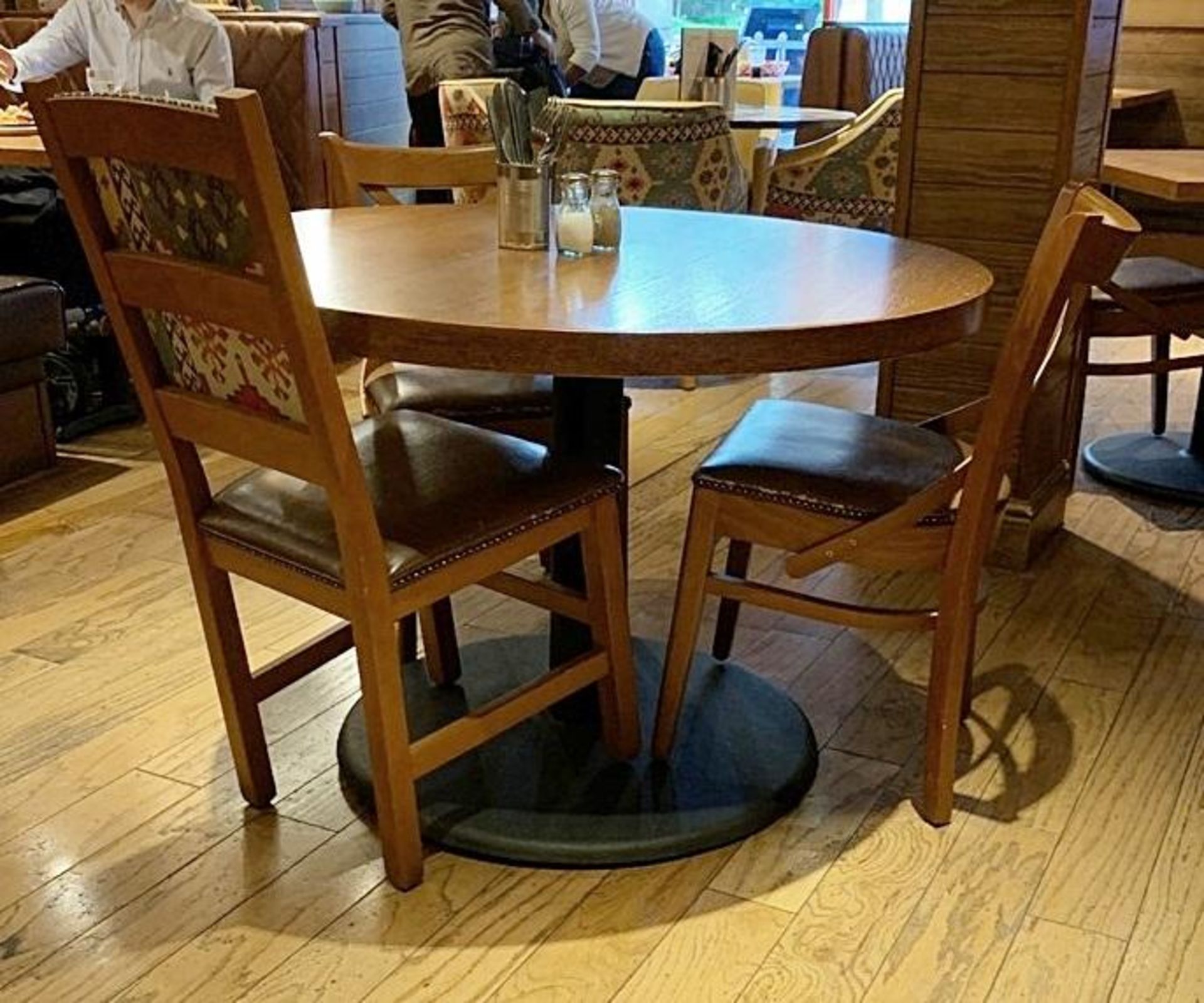 1 x Large Circular Wood And Metal Dining Table - Dimensions: W110cm H77cm - CL339 - From a Popular M - Image 2 of 3