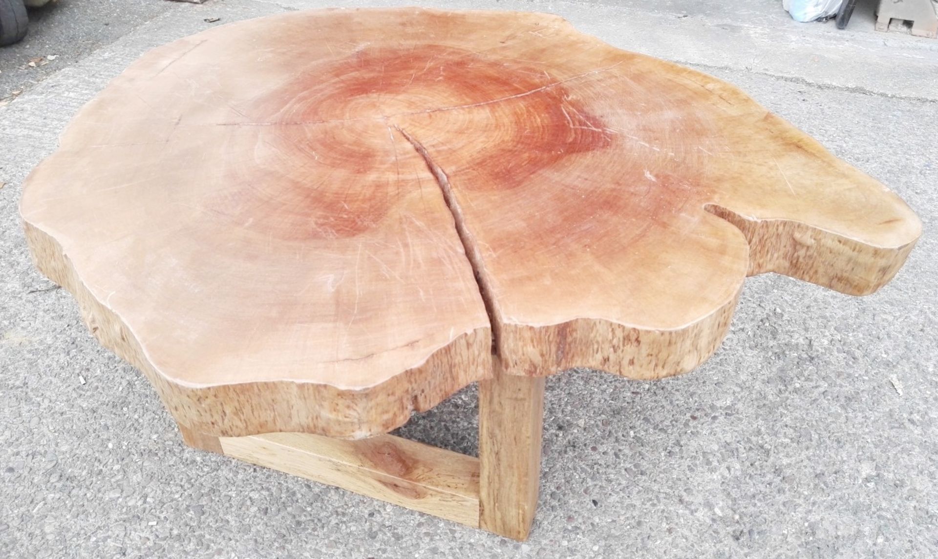 1 x Unique Reclaimed Solid Tree Trunk Coffee Table - Dimensions (approx): W152 x D129 x H63.3cm - Image 3 of 6