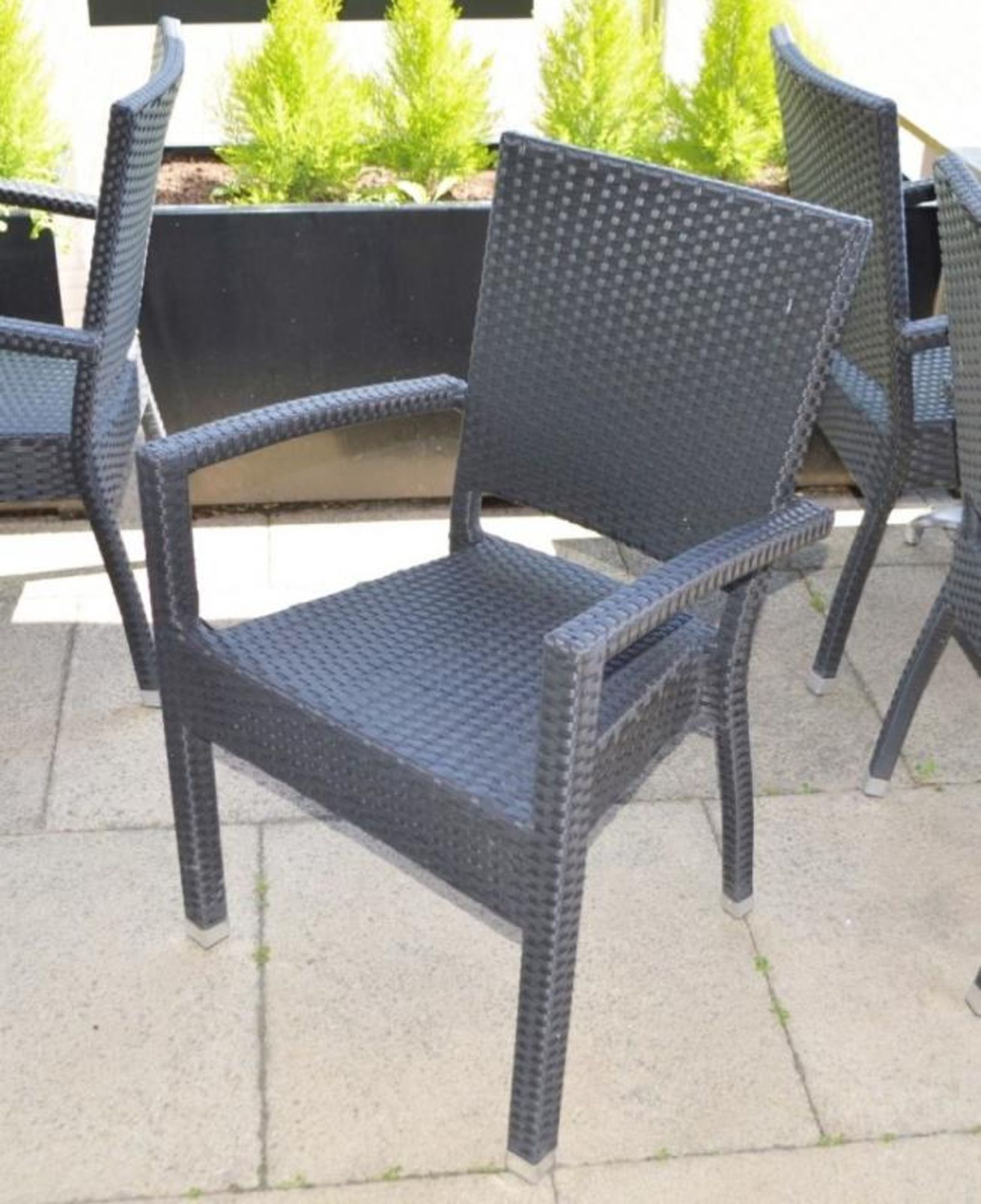 8 x Ratten Garden Bistro Chairs With Charcoal Finish and Armrests - CL390 - Location: Sheffield
