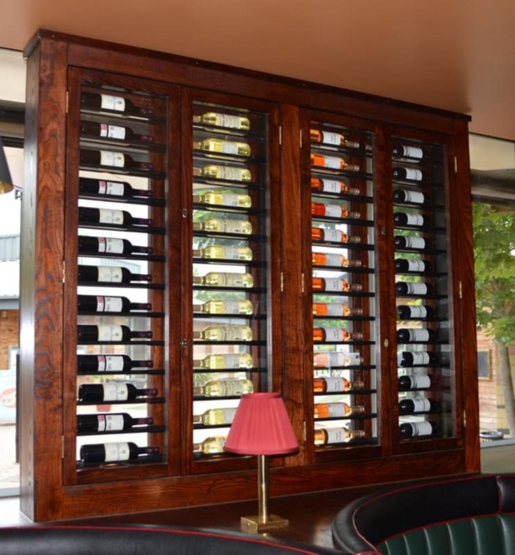 1 x Large Four Door Wine Bottle Display Cabinet With a 52 Bottle Capacity - H175 x W210 x D22