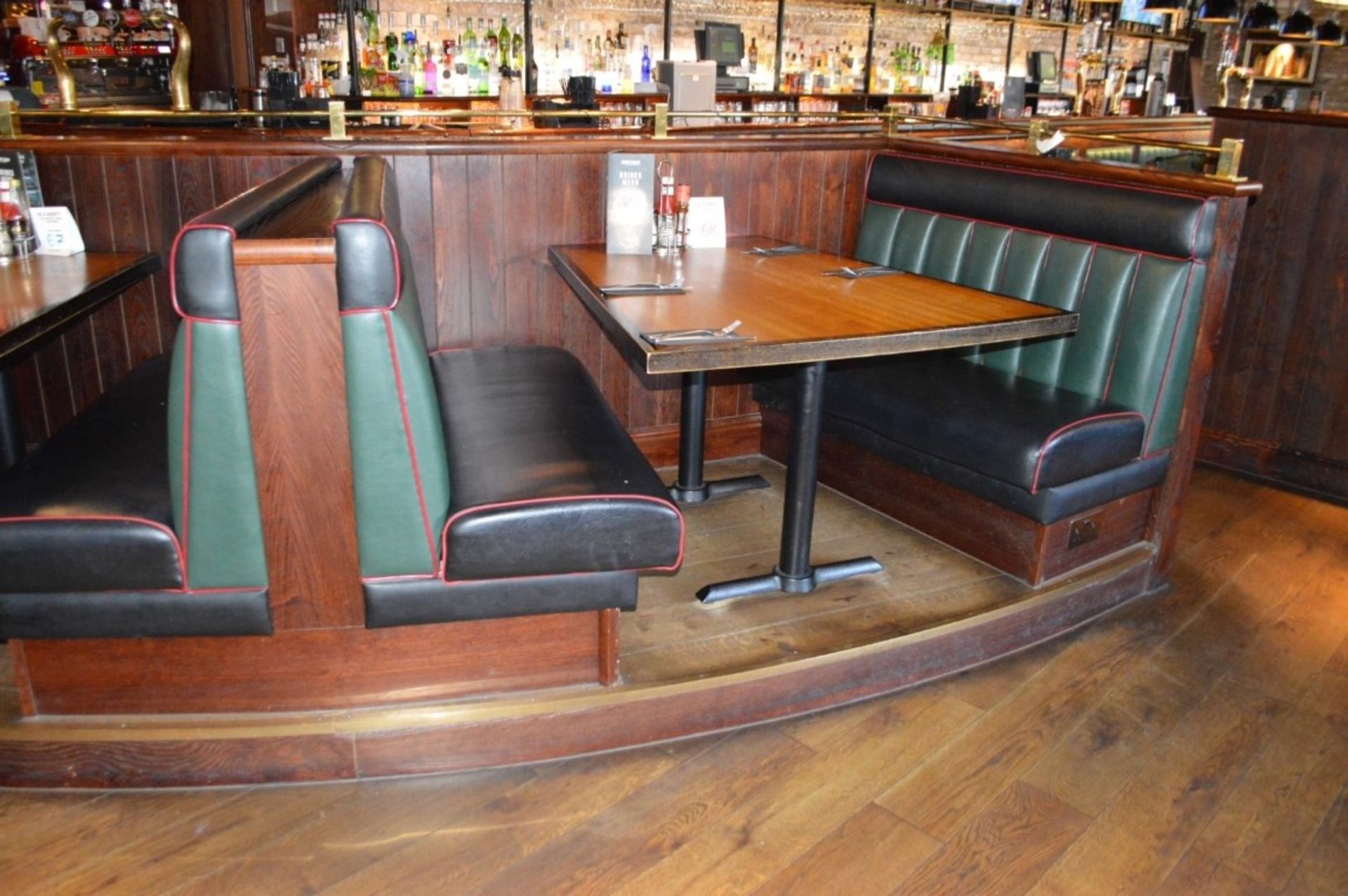 4 x Sections of Restaurant Booth Seating and 3 x Restaraunt Tables With Cast Iron Bases - Include - Image 2 of 11