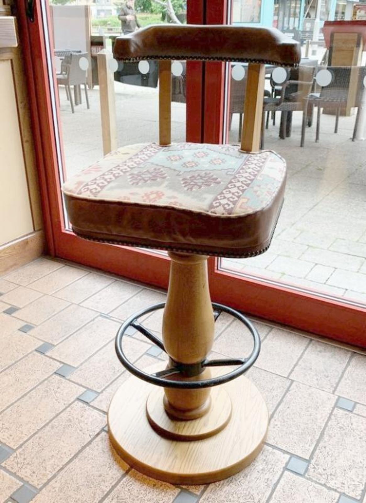 6 x Wood And Upholstered Bar Stools - Dimensions: H108cm x W45cm - CL339 - From a Popular Mexican Th - Image 3 of 3