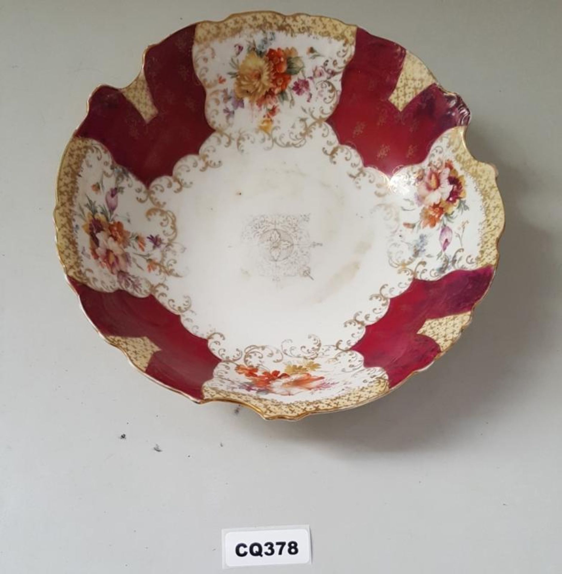 1 x Victoria Carlsbad Austria Large Bowl With Flower Pattern - Ref CQ378 E - Dimensions: D27cm - CL - Bild 2 aus 3