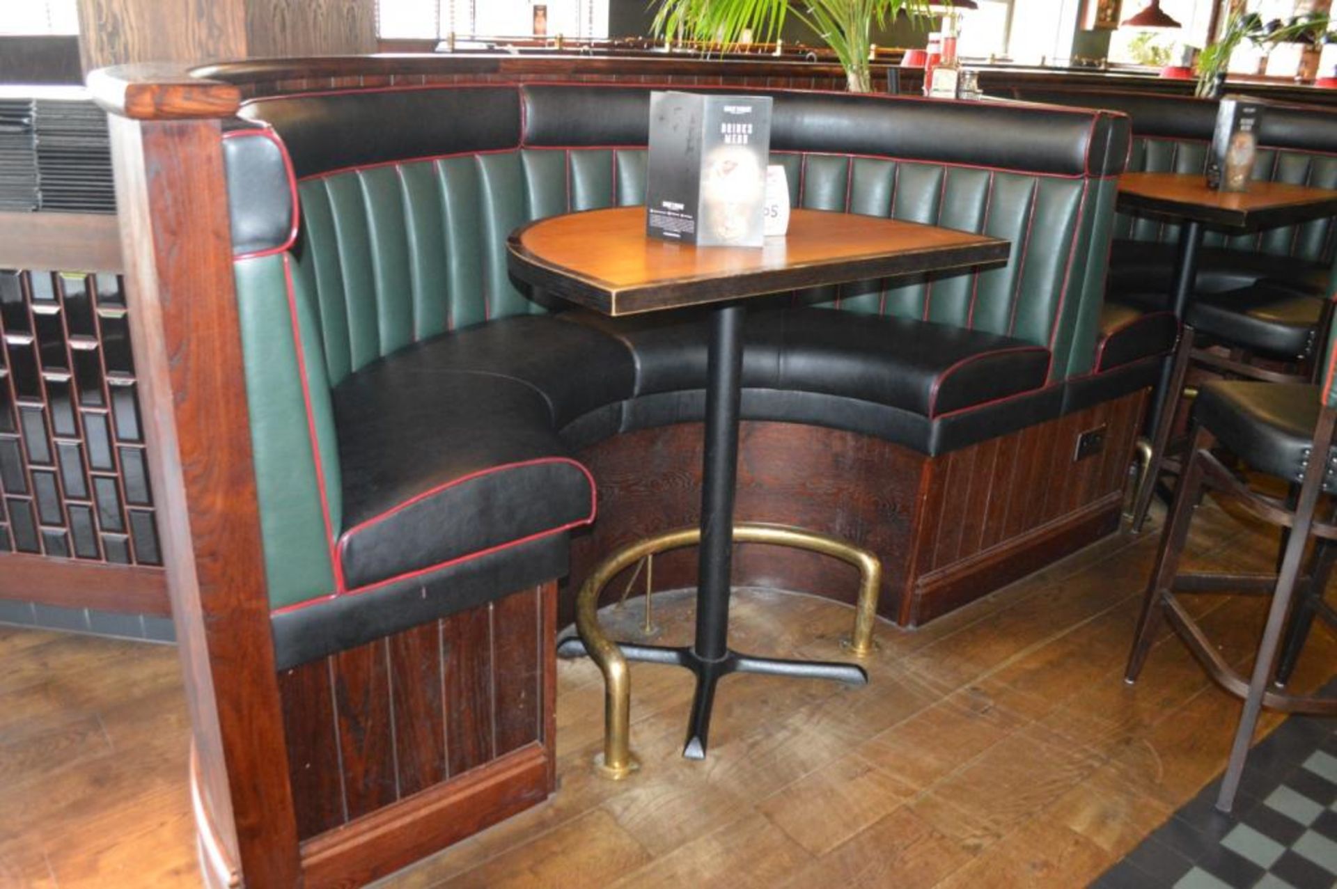 5 x Contemporary Half Circle High Seat Booths - Features a Leather Upholstery in Green and Black, - Image 3 of 11