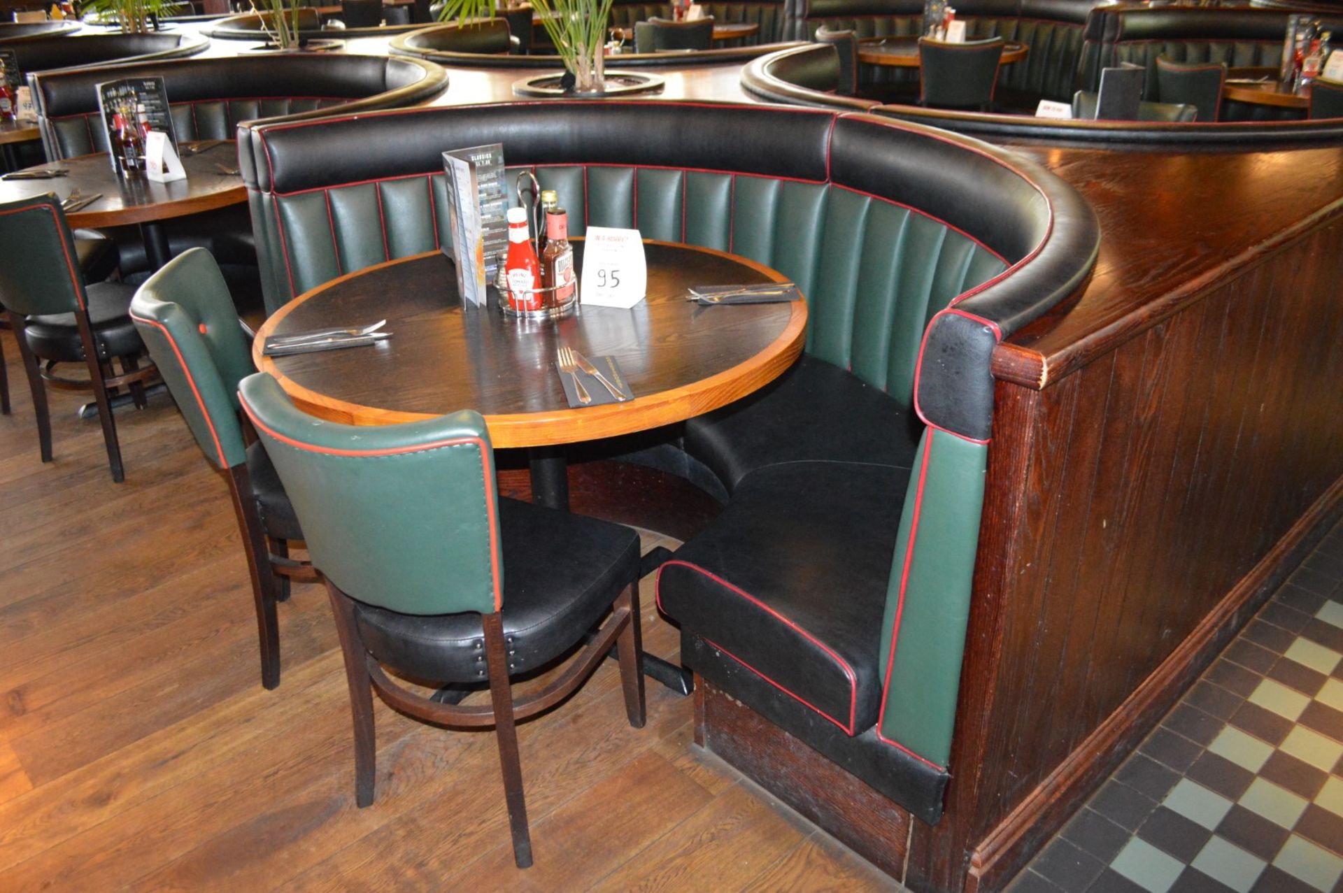 8 x Contemporary Half Circle Seating Booths Waitress Point and Wood Paneling - Features a Leather - Image 8 of 17