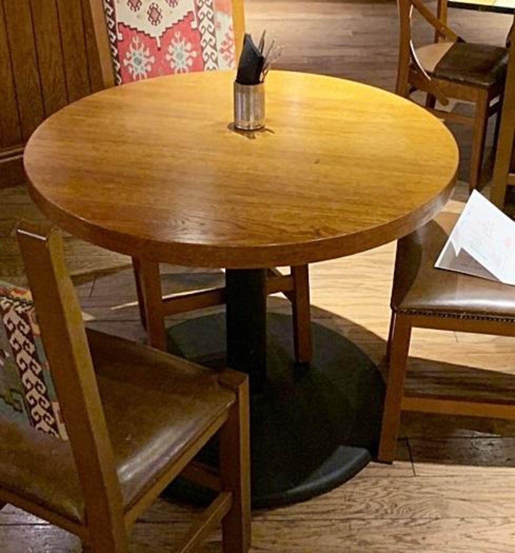 1 x Medium Circular Wood And Metal Table - Dimensions: W95cm H75cm - CL339 - From a Popular Mexican - Image 2 of 2
