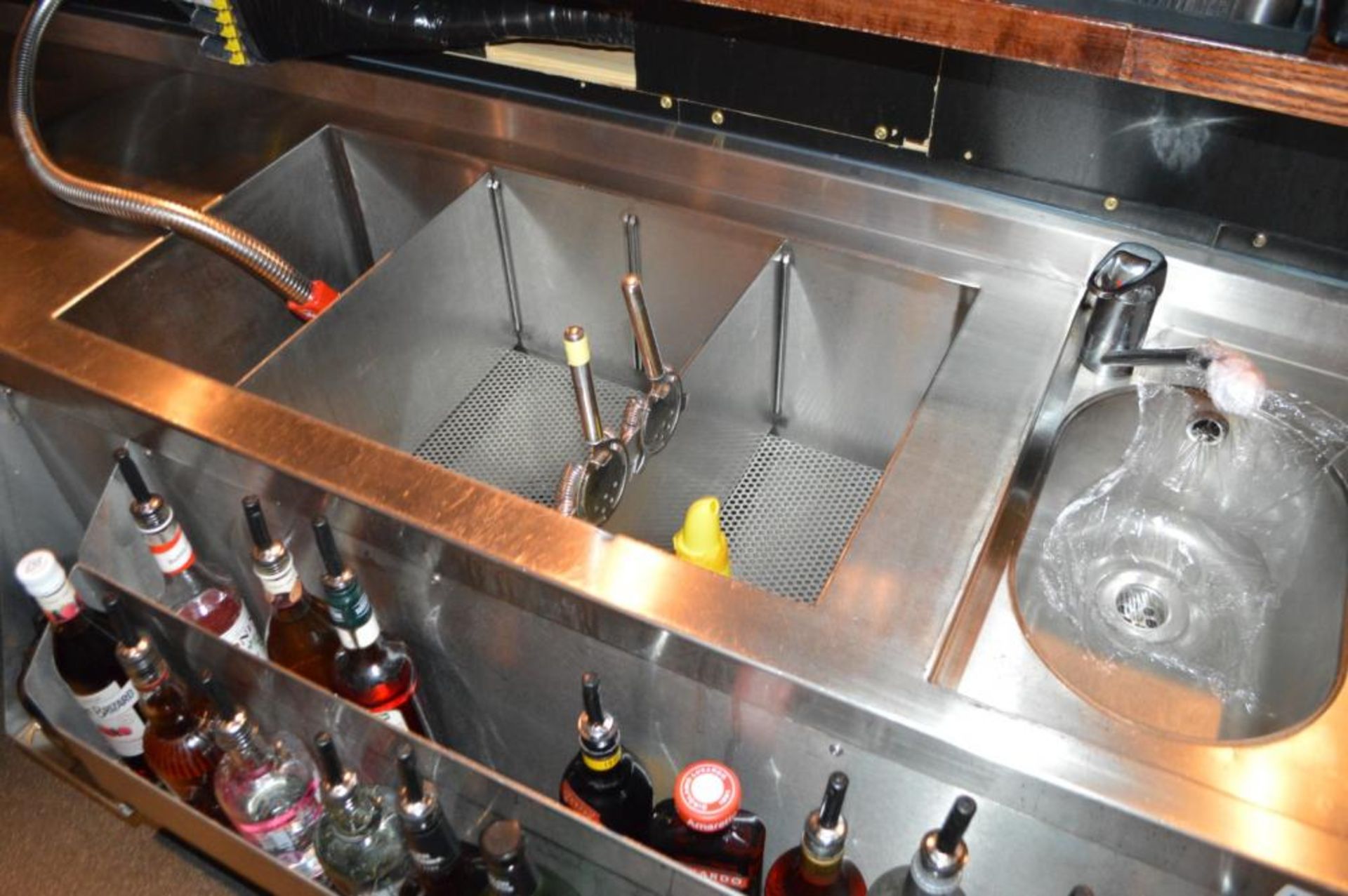 1 x Stainless Steel Back Bar Unit With Prep Area, Ice Well, Sink Basin, Mixer Tap, Blender Holder - Image 3 of 4