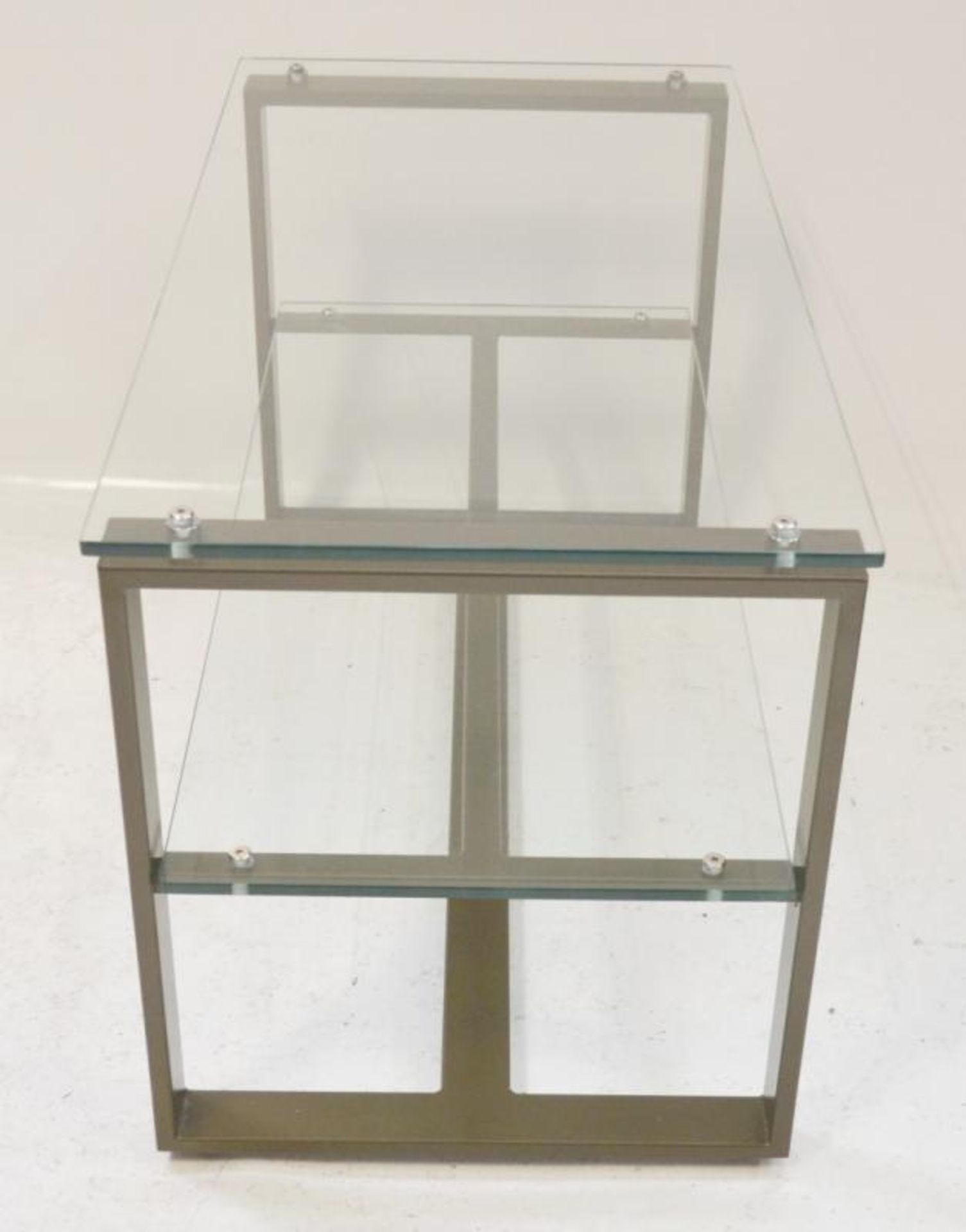 8 x Small Contemporary Retail Glass Display Units With Sturdy Metal Frames and Two Shelves - - Image 3 of 8
