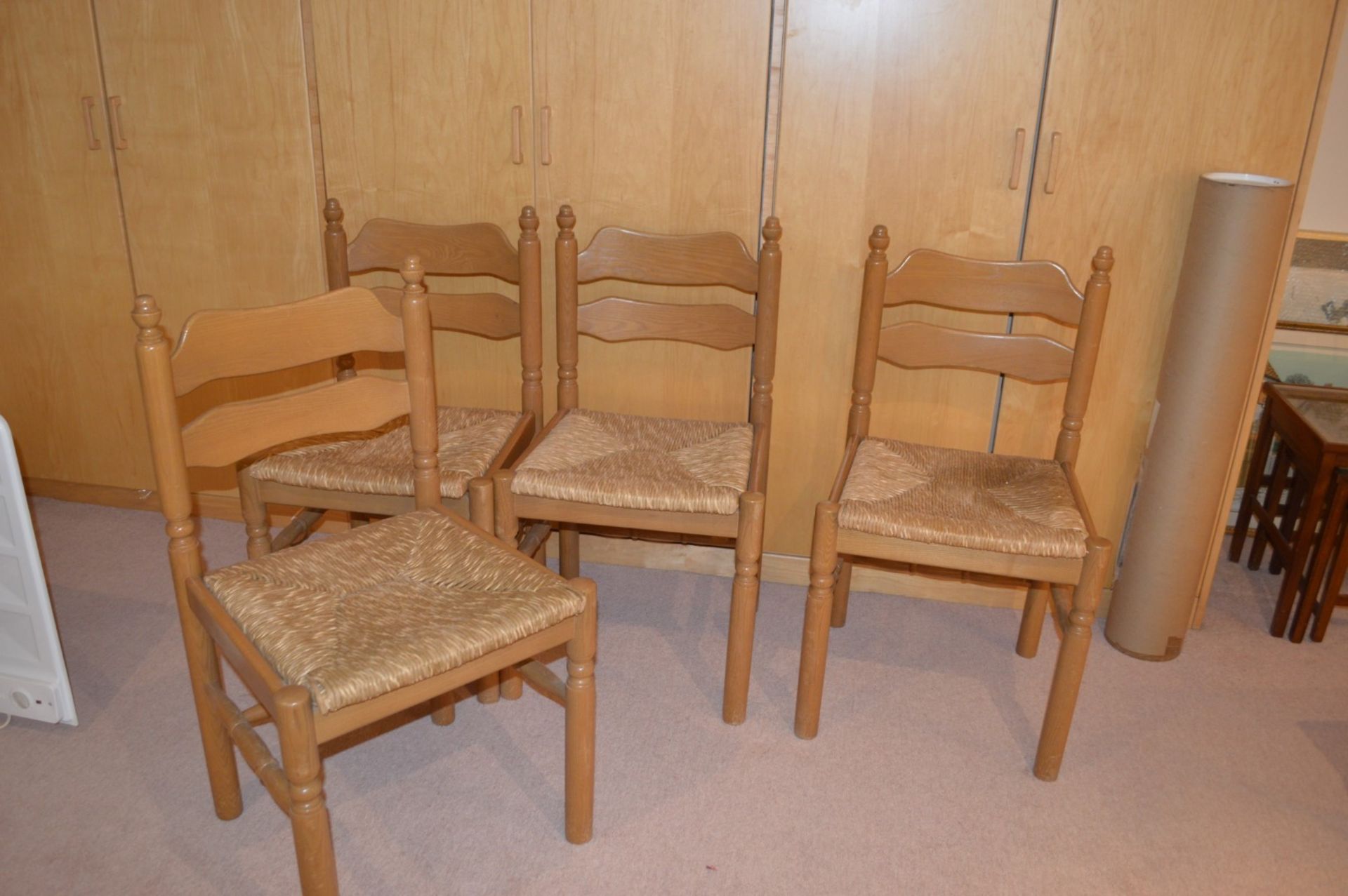 4 x Wooden Chairs With Thatched Seats - CL368 - Bowdon WA14 - NO VAT - Image 2 of 3