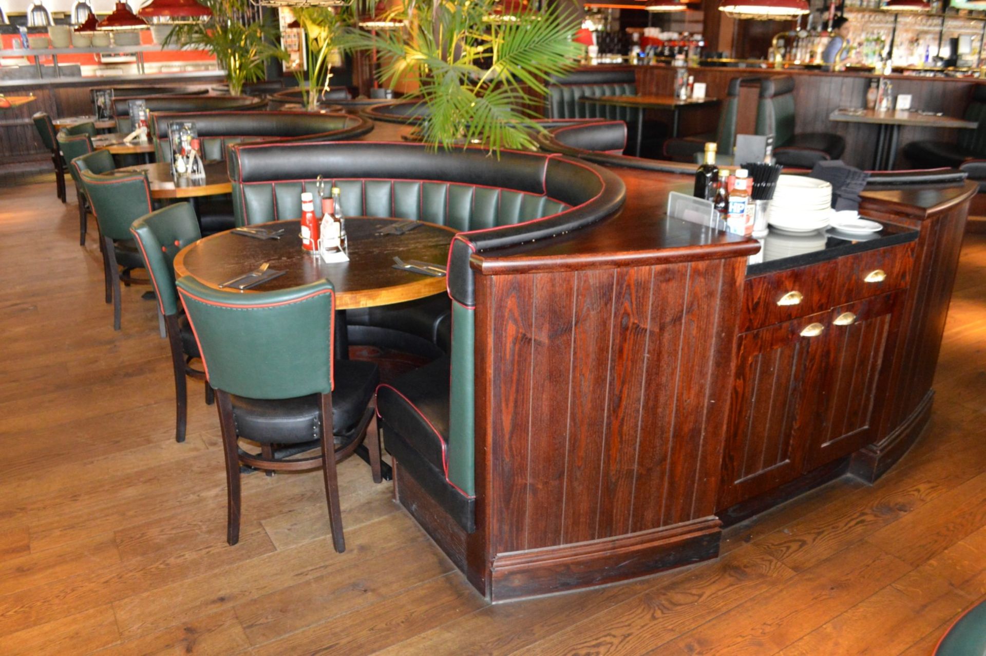 8 x Contemporary Half Circle Seating Booths Waitress Point and Wood Paneling - Features a Leather - Image 2 of 17