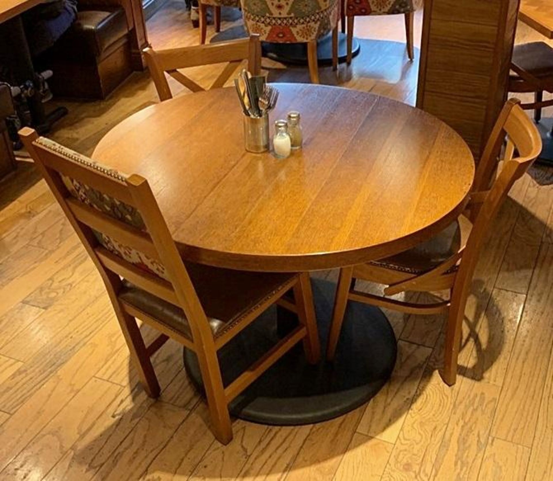 1 x Large Circular Wood And Metal Dining Table - Dimensions: W110cm H77cm - CL339 - From a Popular M - Image 3 of 3