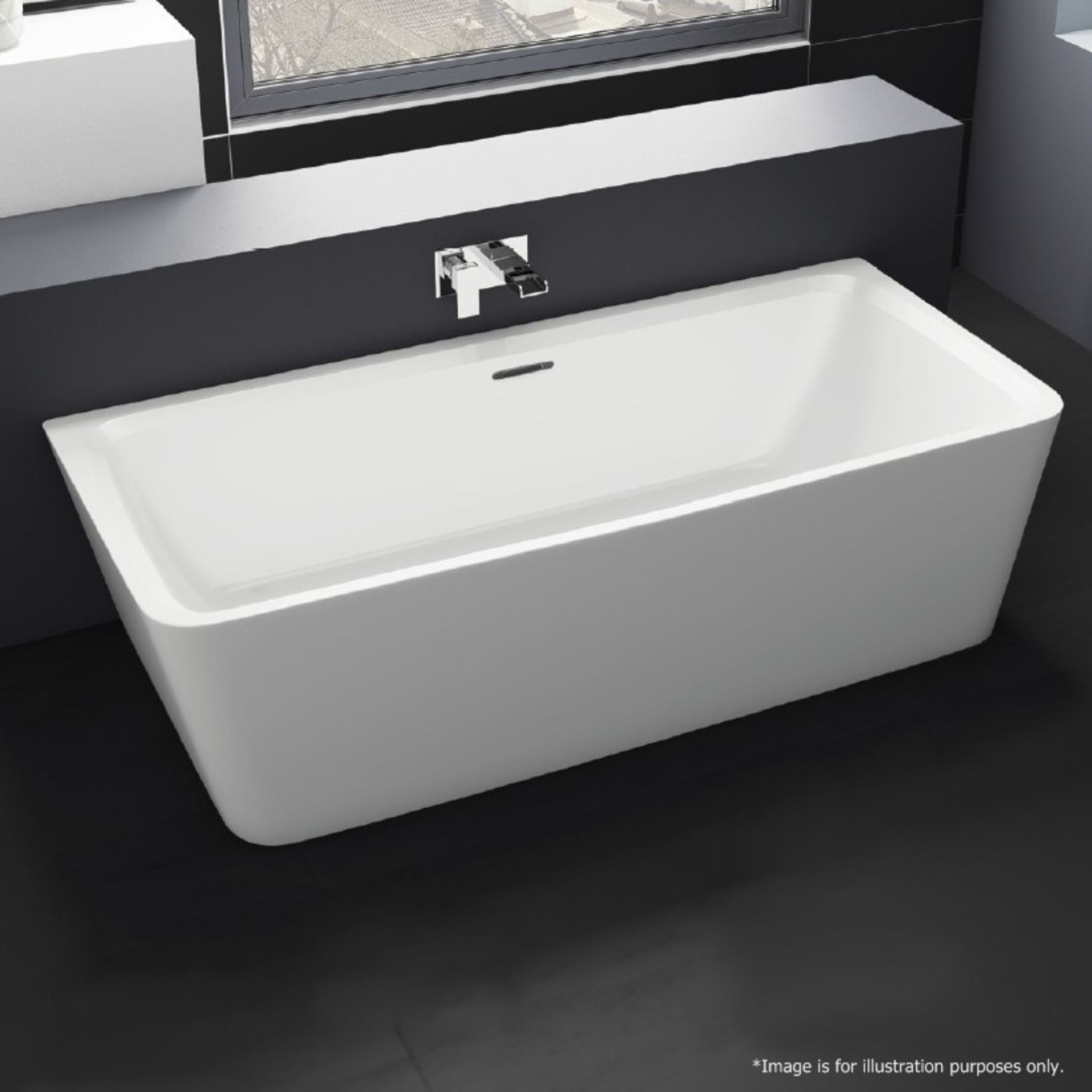 1 x Freestanding Synergy 'Kilmory' Back To Wall Square Bath 1800mm - PH3 - Ex-Display