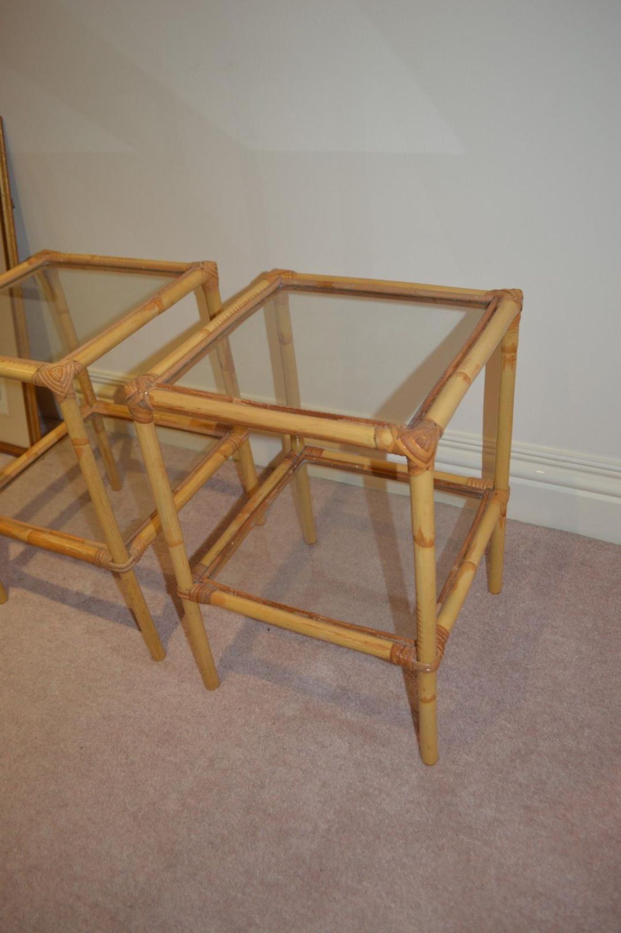 2 x Bamboo Glass Side Table - CL368 - Bowdon WA14 - NO VAT - Bild 3 aus 5