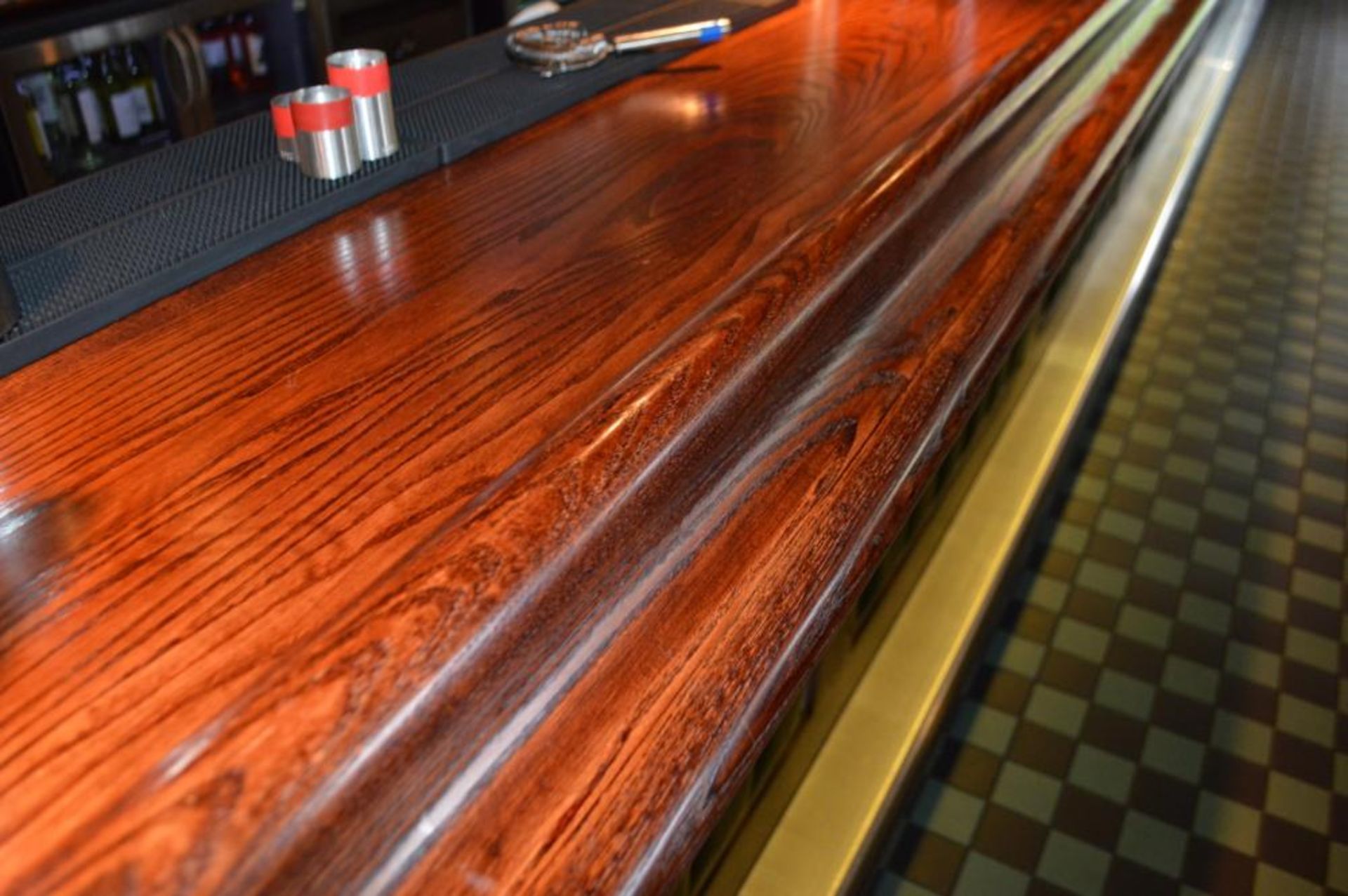 1 x Huge 50ft Pub / Restaurant Bar With Mahogany Finish and Green Leather Panels - Includes - Image 13 of 24