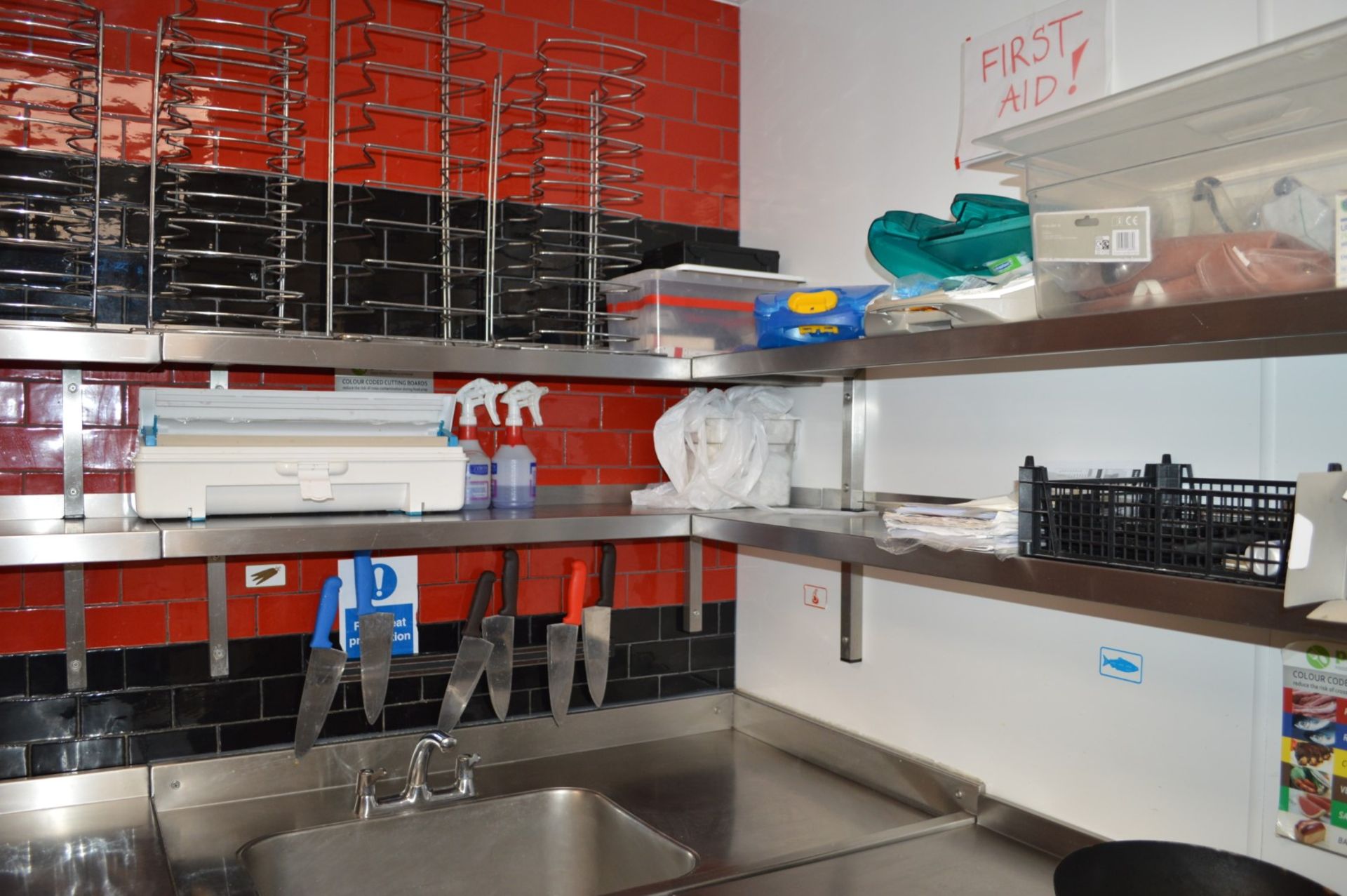 10 x Wall Mounted Stainless Steel Shelves - Various Sizes Included Ranging From 54cm and 160cm Width