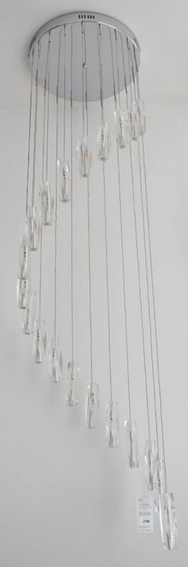 1 x Sculptured Ice Chrome 20 Light Dingle Dangle Pendant With Crystal Glass - Ex Display Stock - CL2 - Image 4 of 6