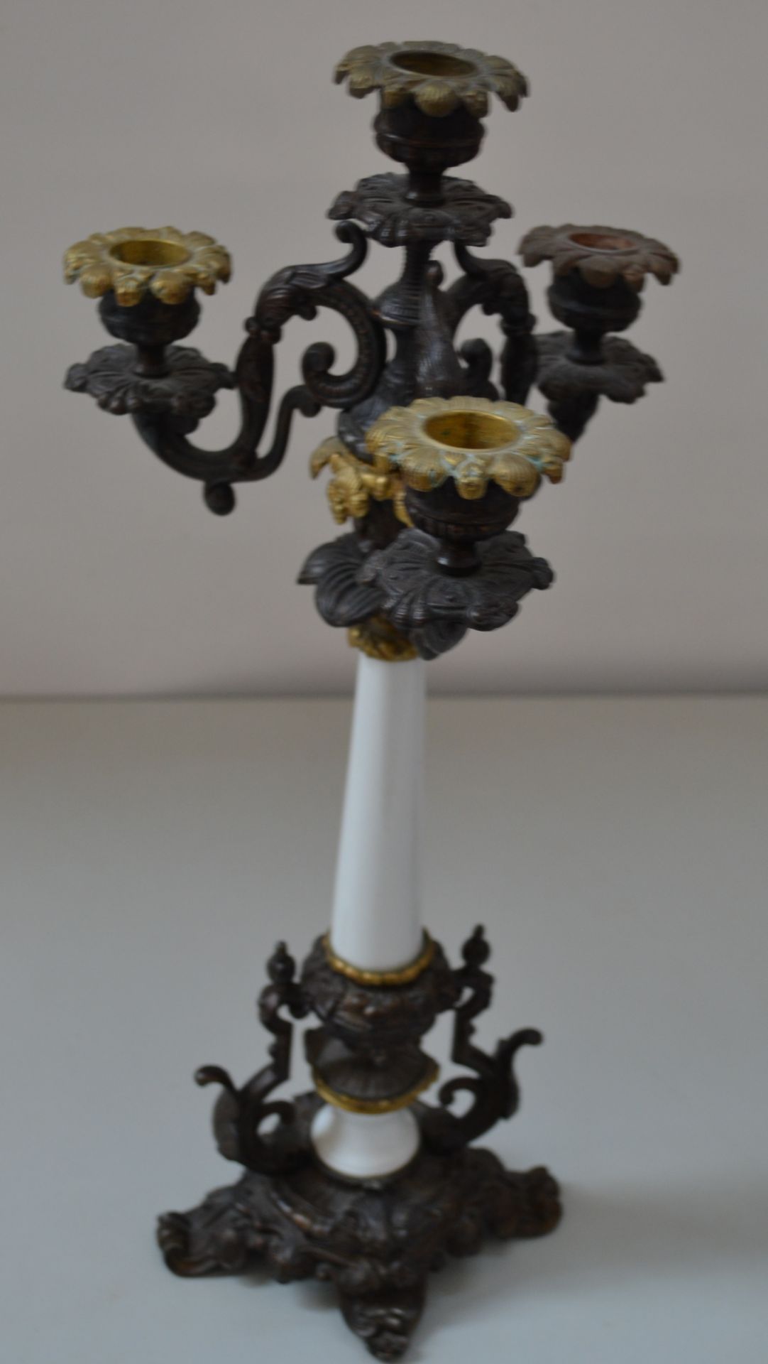 1 x A Pair Antique Candlesticks Holders - H45/W15cm - Ref J2175 - CL314 - Image 2 of 3
