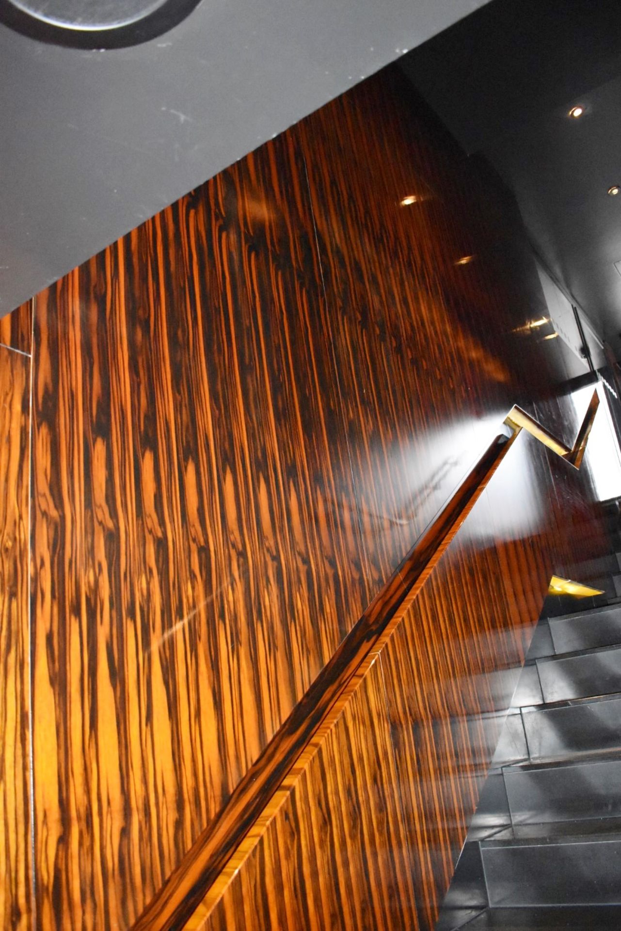 1 x Zebrano Wood Stair Panelling With Integrated Illuminated Hand Rail - Five Metres In Length -