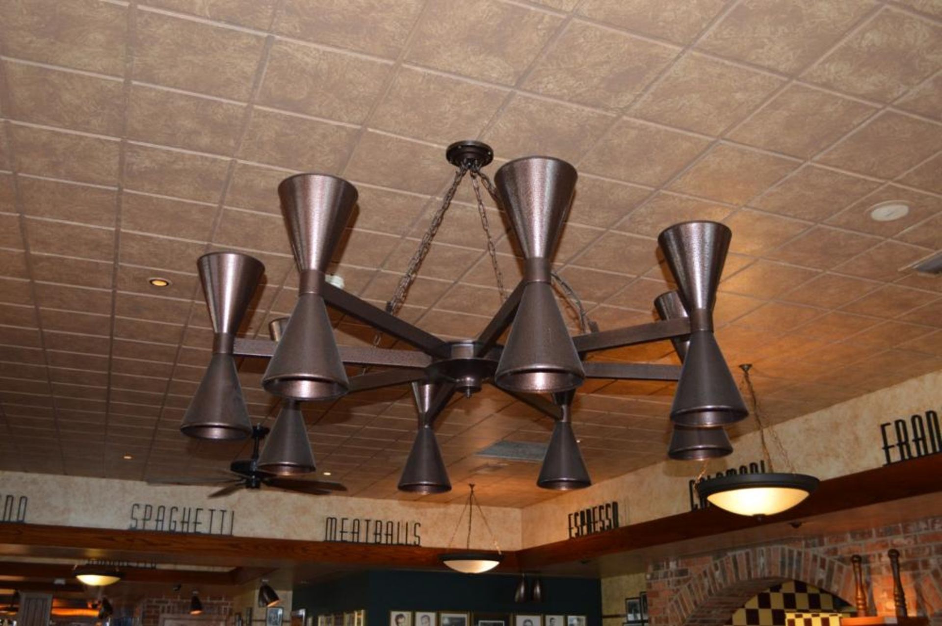 1 x Large and Impressive 8 Arm Chandelier Light Fitting With Brown Pitted Finish - Approx Dimension - Image 3 of 5