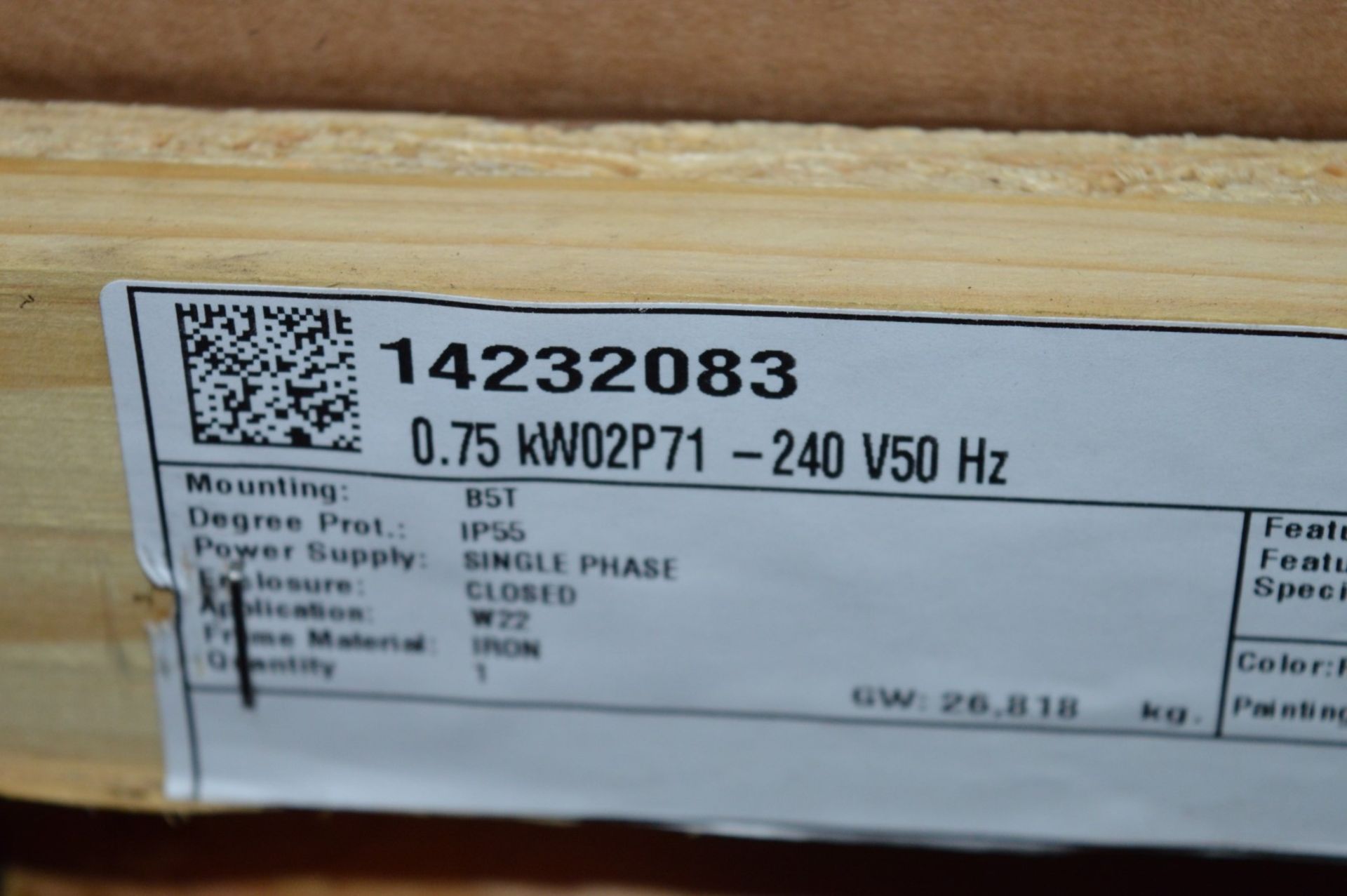 1 x Weg W22 240v IP55 Single Phase Electric Motor - New and Boxed - CL295 - Location: Altrincham - Image 7 of 8